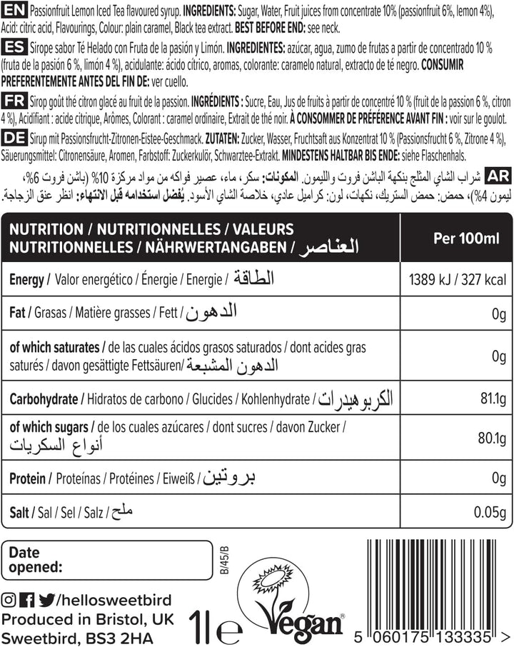Sweetbird Passion Fruit Lemon Iced Tea Syrup (1 Litre)
