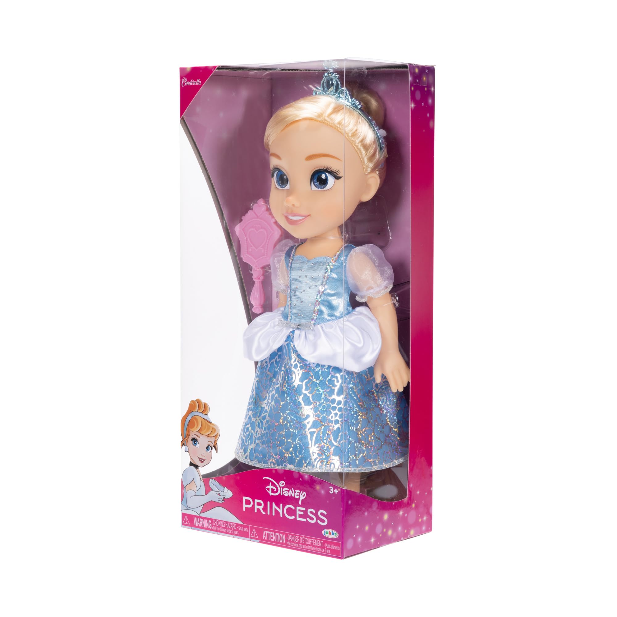 Disney Princess Cinderella Doll - 14" Articulated Doll with Platinum Holofoil Dress, Tiara, Shoes & Brush | Ages 3+ 5