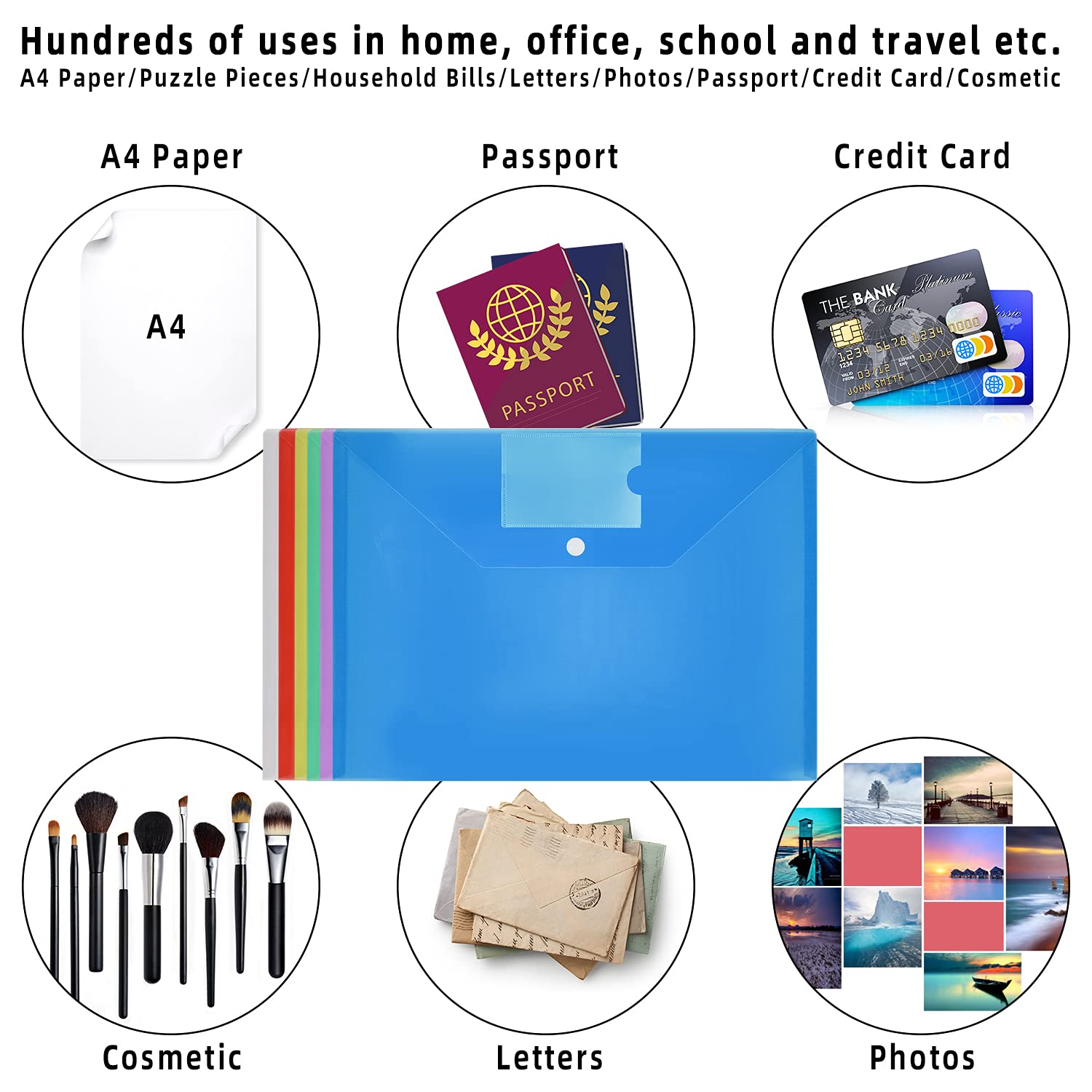 GoodtoU A4 Plastic Popper File Folders - 36 Pack, Waterproof, Assorted Colours 6