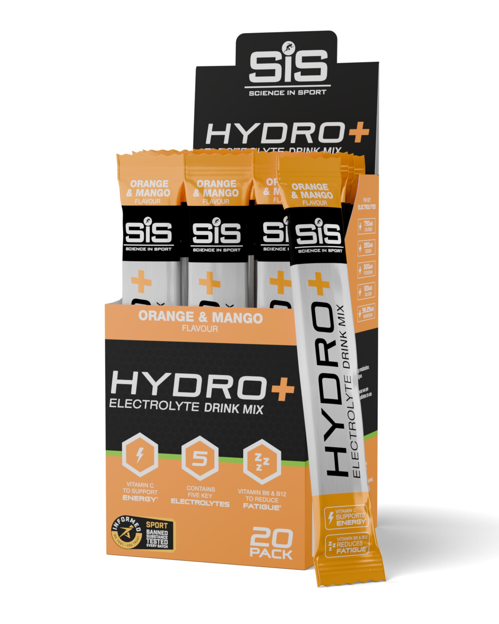 Science in Sport Hydro+ Electrolytes Powder Sachets - 20 Servings | Orange Mango | Supports Electrolyte Balance 1