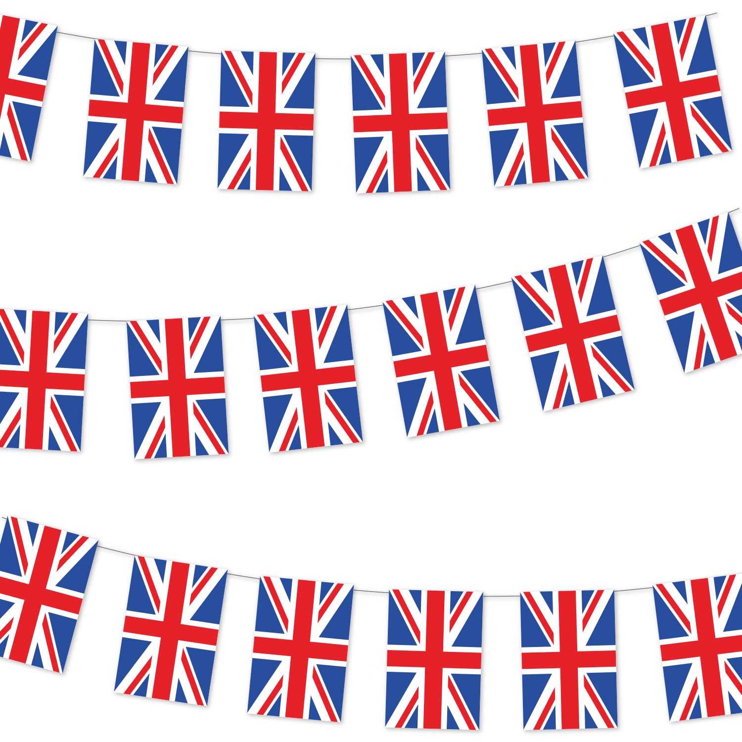 amscan GB Bunting Flag - Large Union Jack Decoration | 10m Length | Plastic
