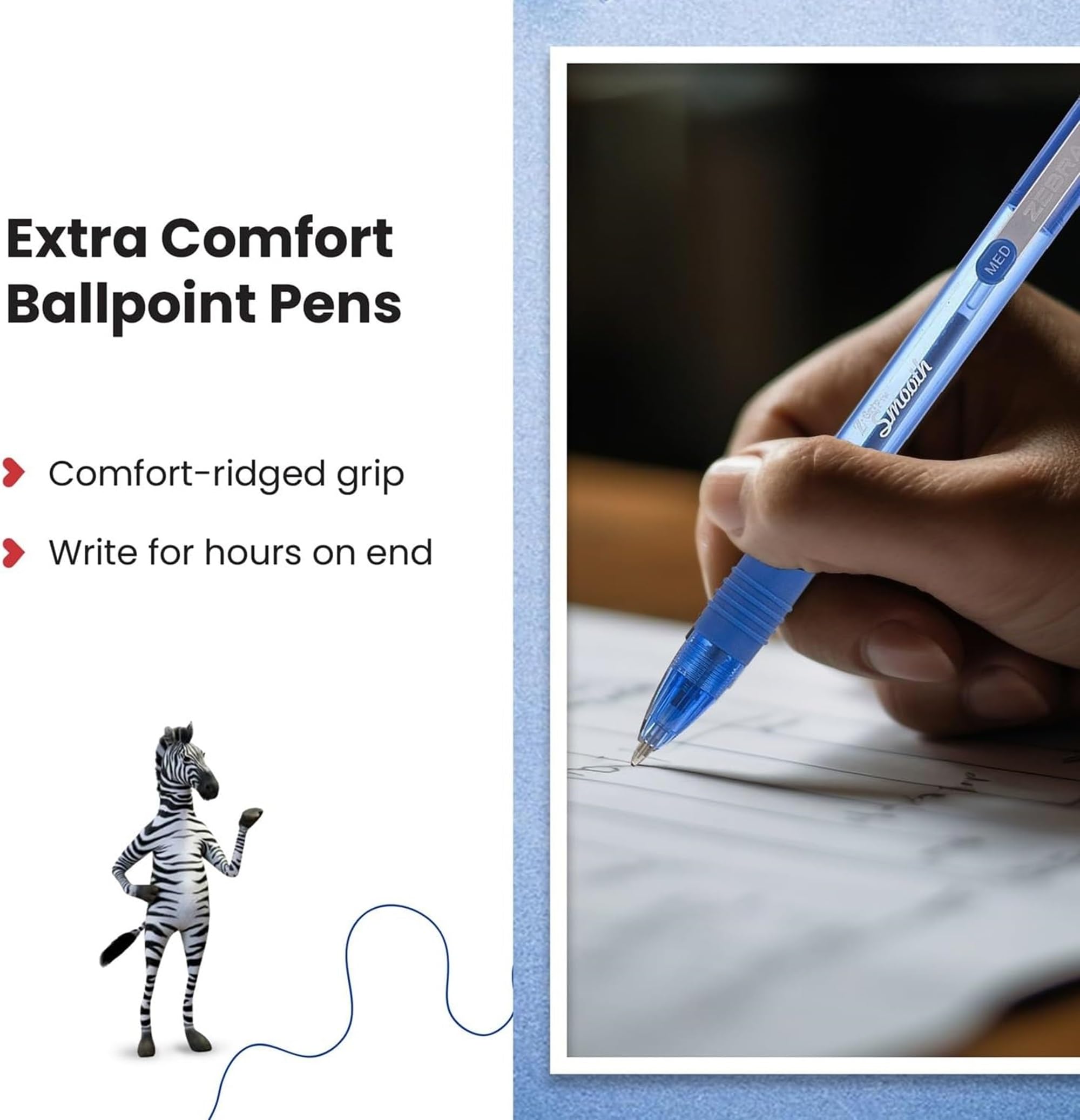 Zebra Pen Z-Grip Smooth Retractable Ballpoint Pen - 1.0mm Medium Point Blue Ink, 12-Pack 5