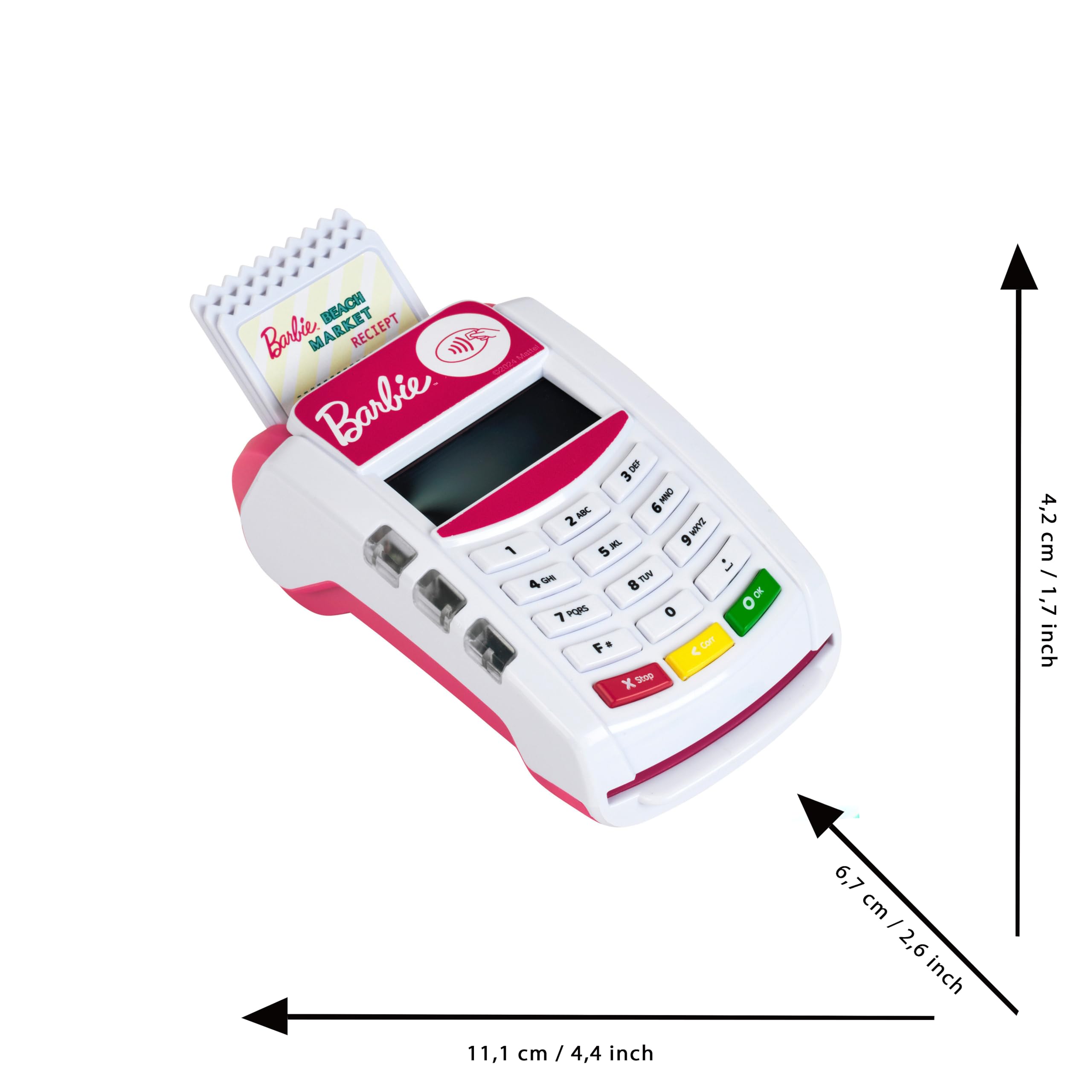Theo Klein Barbie Payment Terminal with Light & Sound - Includes Credit Card and Receipts 3