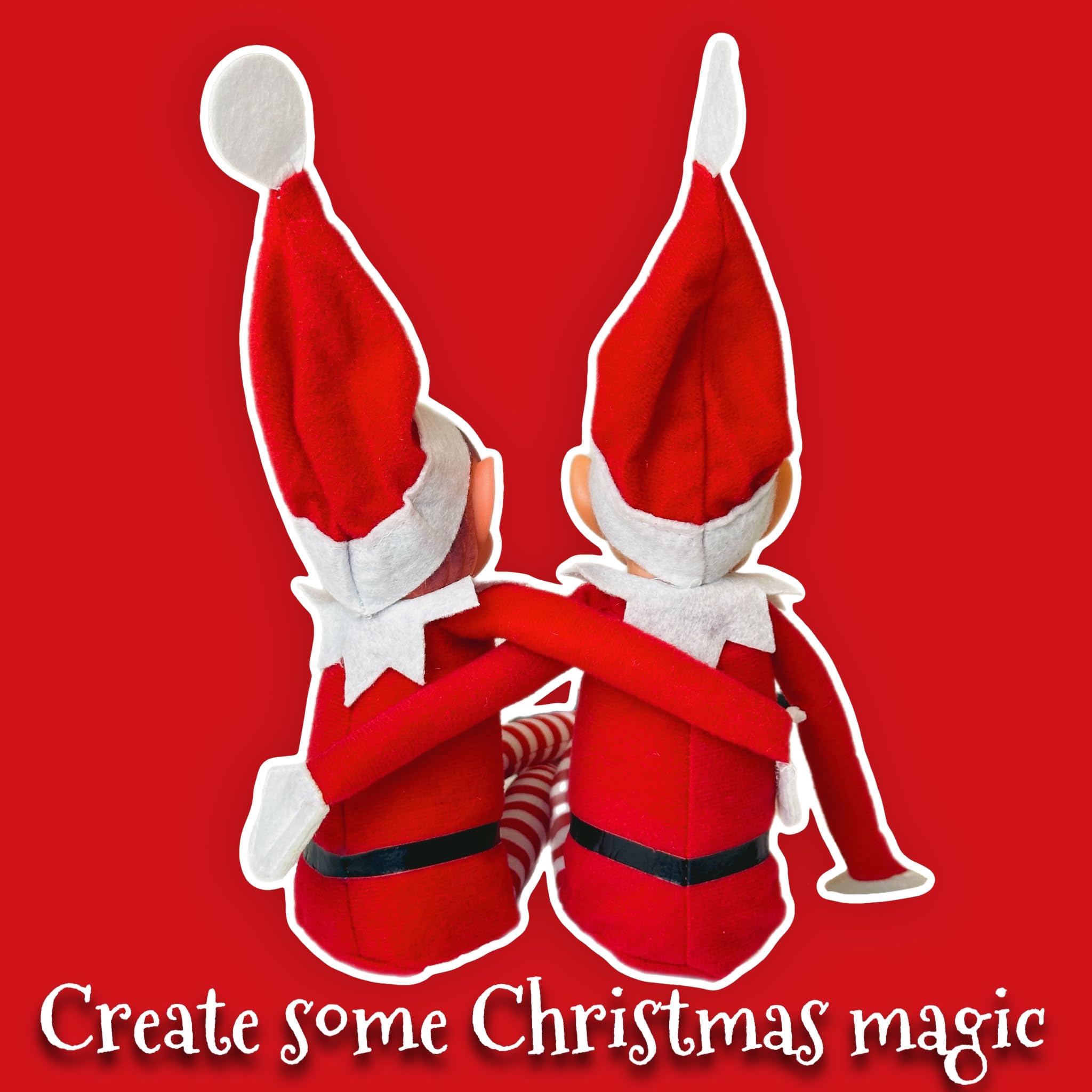 GLOW Elfie (Boy) and Elvie (Girl) Set - Naughty Christmas Elf Figures with Soft Body & Vinyl Face 12
