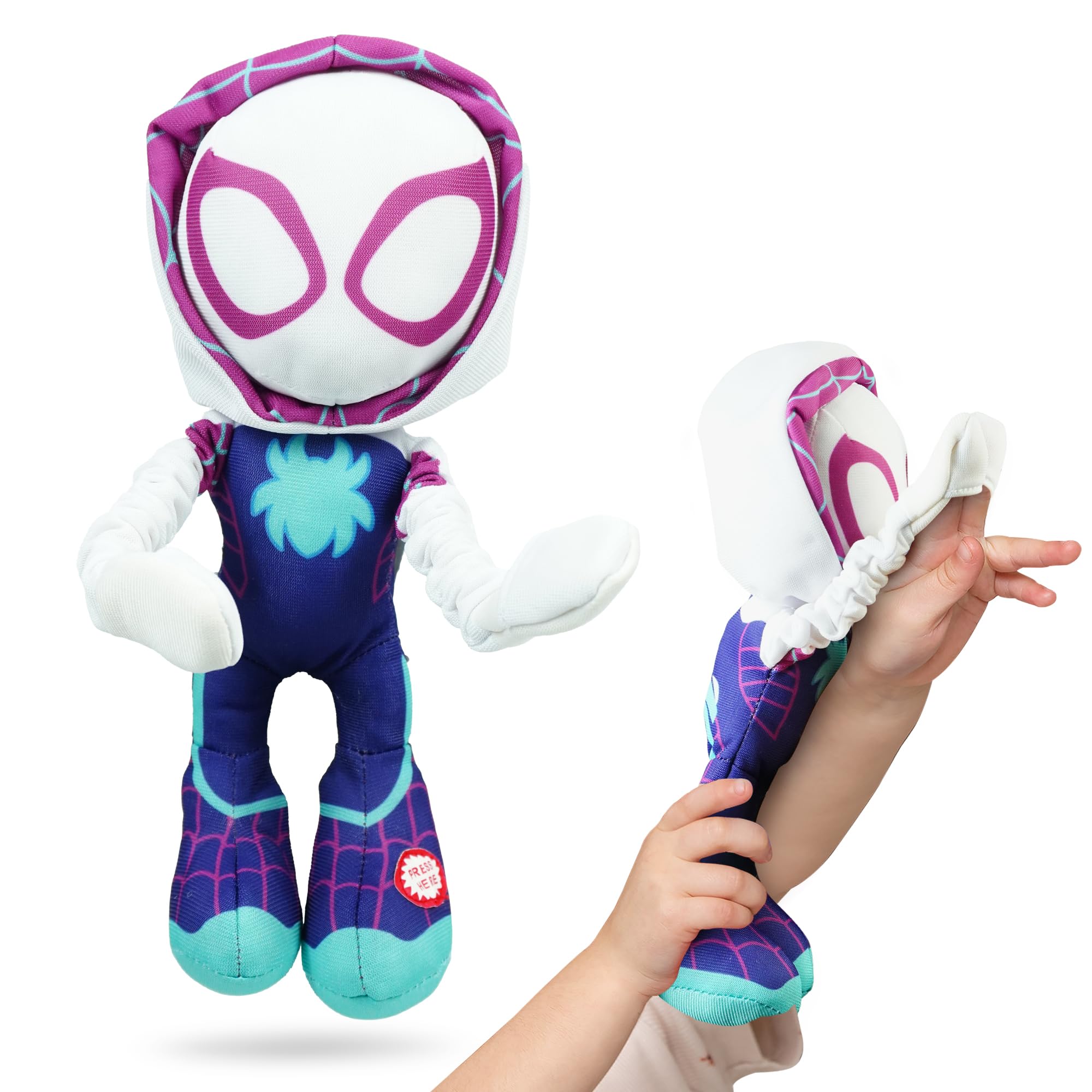 Marvel Spidey and His Amazing Friends Slingshot Ghost-Spider Plush Toy - Stretchable Arms for Action Play 1