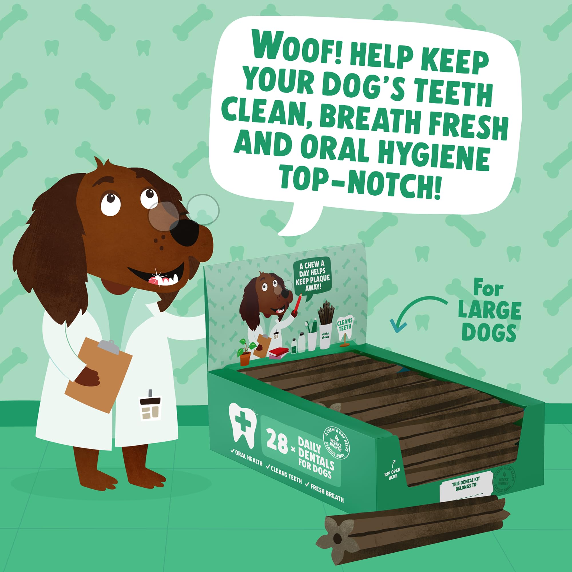 Denzel's Large Dog Dental Sticks - Peanut Butter & Peppermint - 28 Count 4