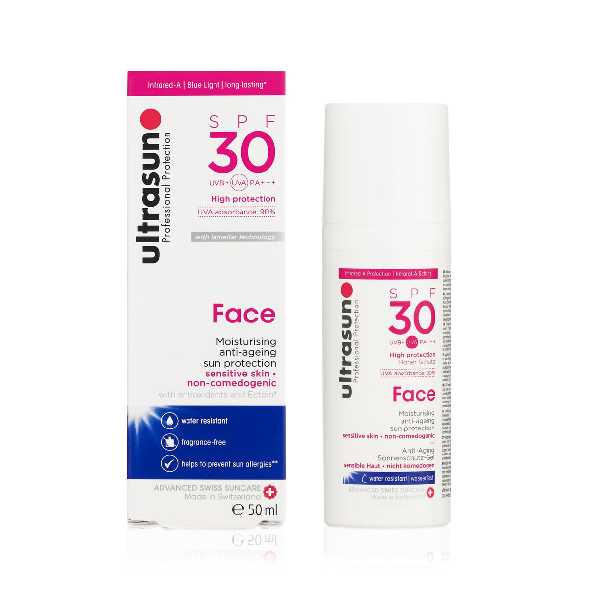ultrasun Face Anti-Ageing Sun Protection SPF30 - Broad Spectrum UVA/UVB Protection | 50 ml | Unscented