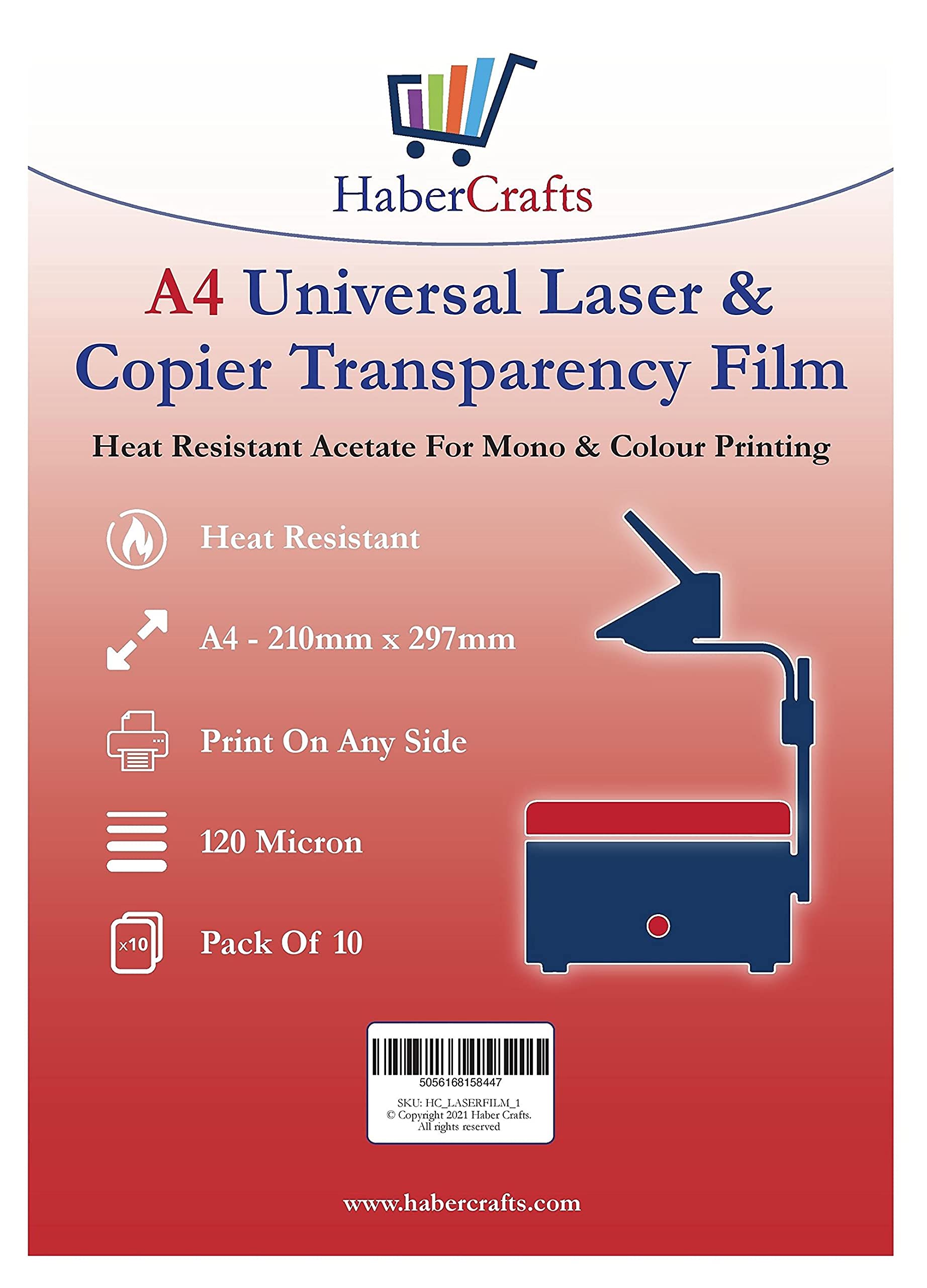 Habercrafts Universal Laser Transparency Film - A4 Clear OHP Sheets | 120gsm | 10 Sheets 1