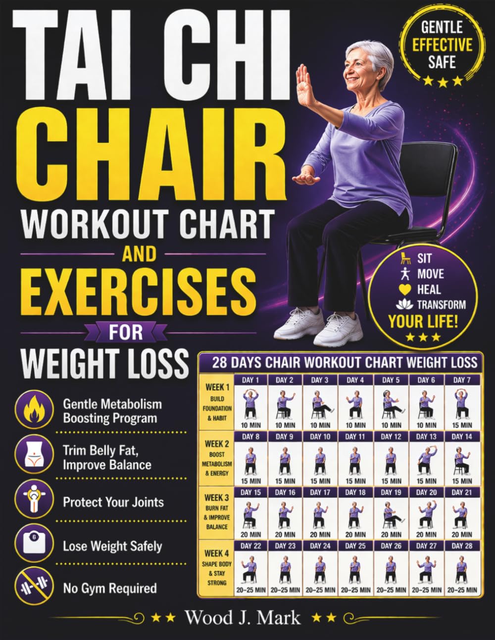 Wood J. Mark - Tai Chi Chair Workout Chart And Exercises for Weight Loss | Paperback | Large Print