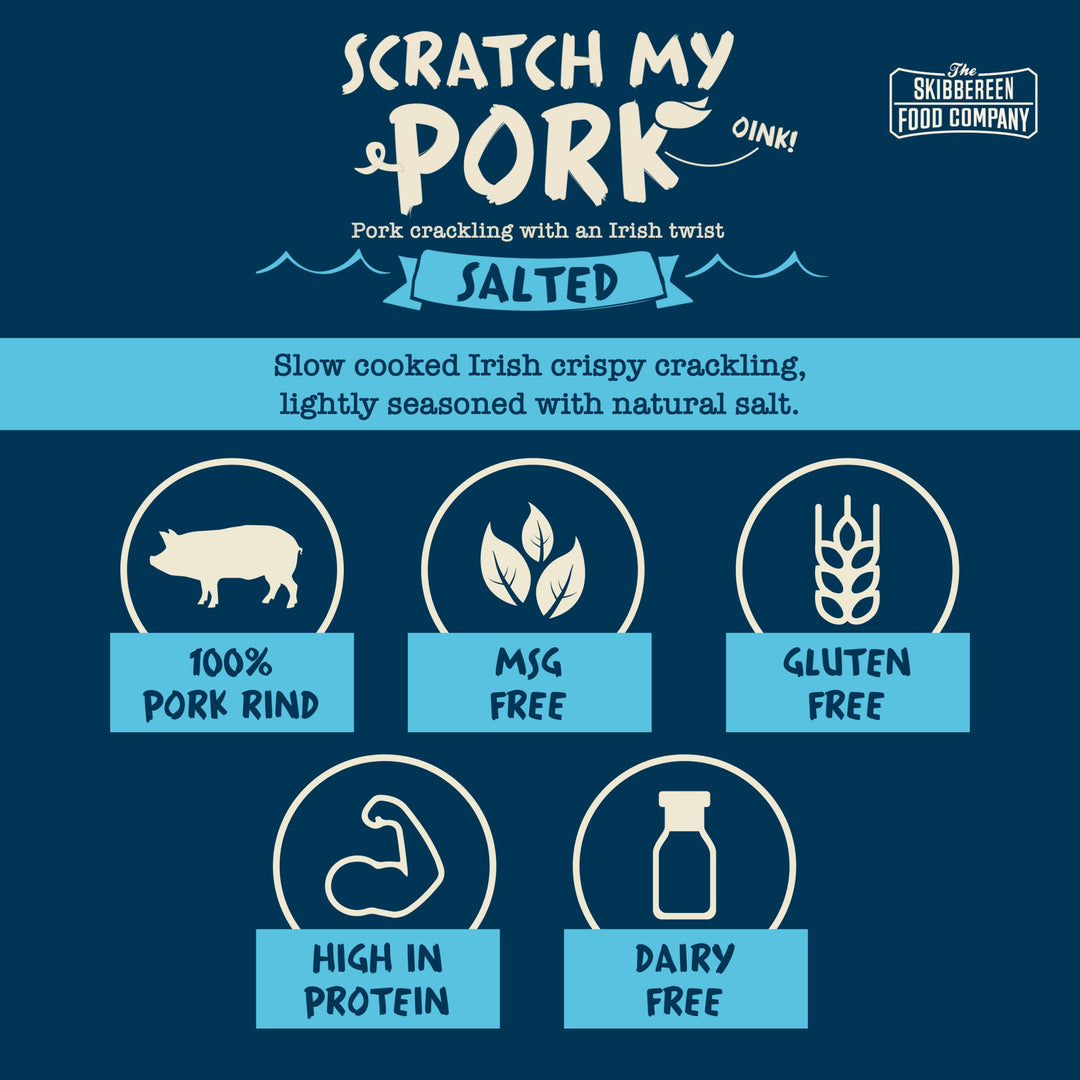 The Skibbereen Food Company Lightly Salted Pork Crackling - 250g Bulk Bag, Gluten Free, High Protein, Keto Friendly