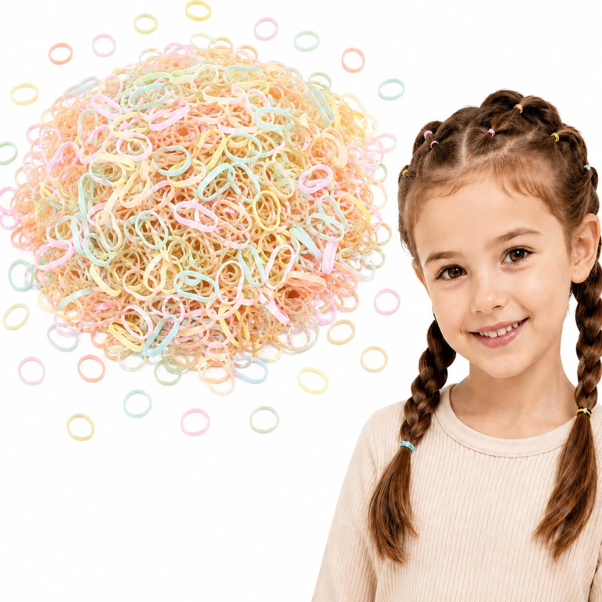 Muexoee 500 Pcs Pastel Ice Cream Elastic Hair Bands - Gentle Snag-Free Hold for All Hair Types