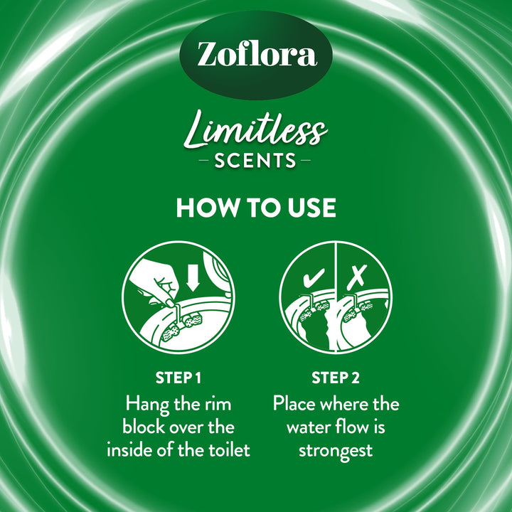 Zoflora Grapefruit & Lime Toilet Rim Blocks, 2 x 131g - Long-Lasting Fragrance Burst with Essential Oils