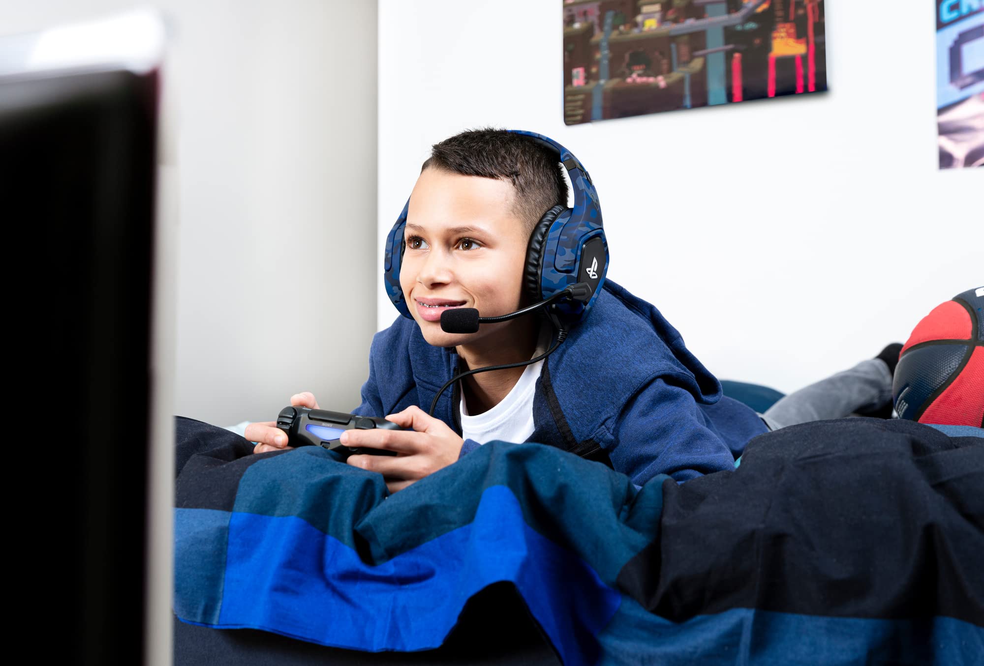 Trust Gaming GXT 488 Forze-B Officially Licensed PS4 PS5 Gaming Headset with 50mm Drivers, Foldable Mic, Blue 10