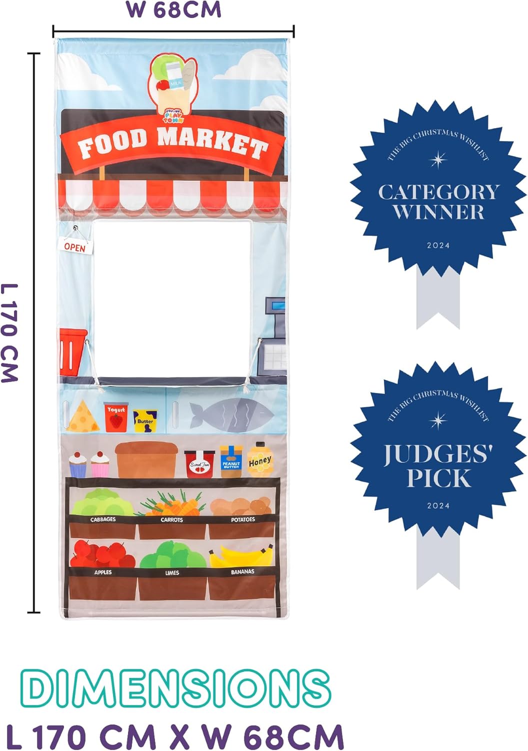 Playhouse Pop Up Play Town Hanging Doorway Food Market Role Play Curtain 4
