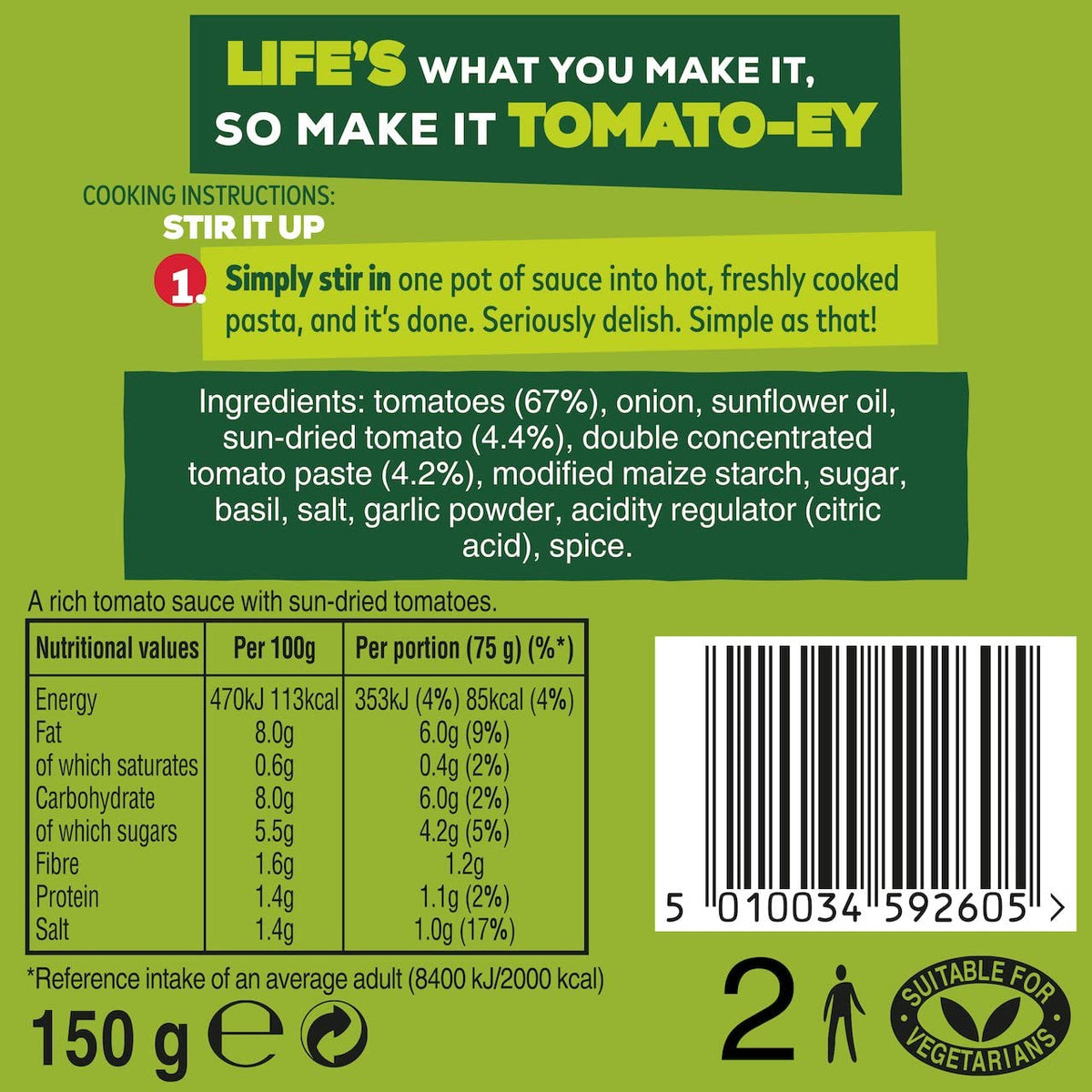 Dolmio Sun Dried Tomato Stir-In Pasta Sauce - 150 g, Pack of 7