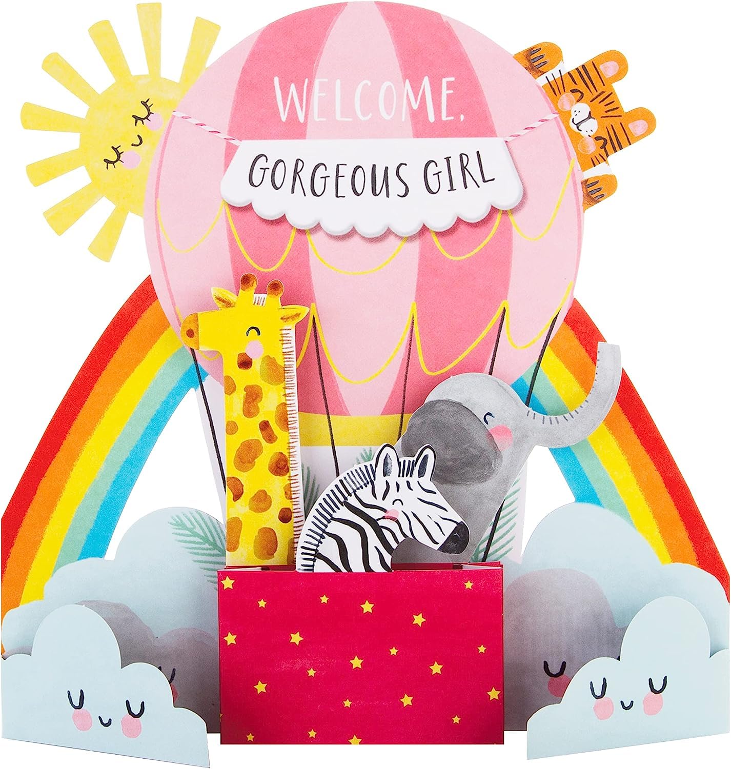 Hallmark Baby Girl Congratulations Card - Die Cut Pop-out Hot Air Balloon | 19.8cm x 19.8cm 1