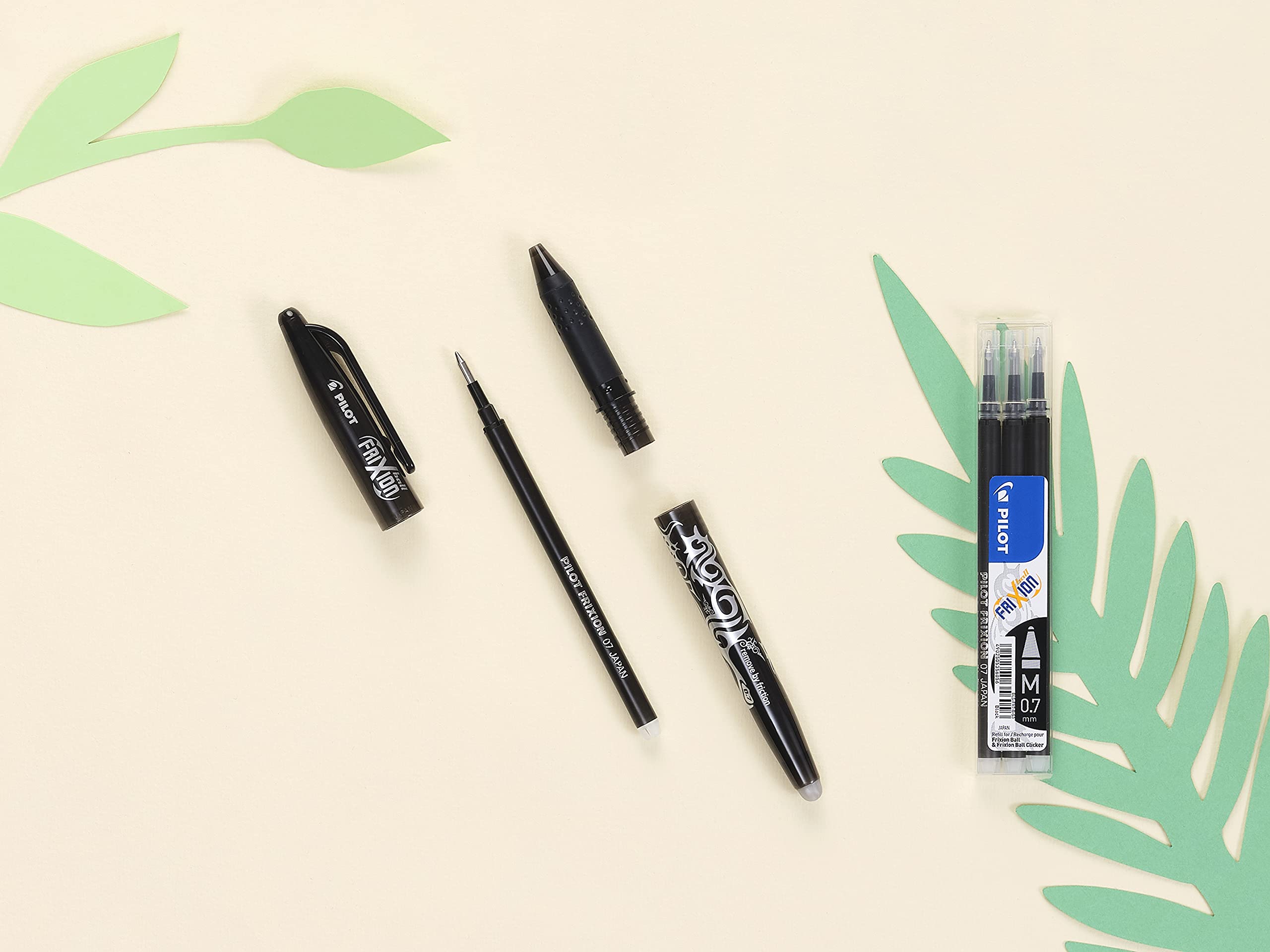 PILOT FriXion Erasable Rollerball Pen Refills 0.7mm (0.4mm Line) - 4 Sets of 3 (Blue, Black, Red, Green) 8