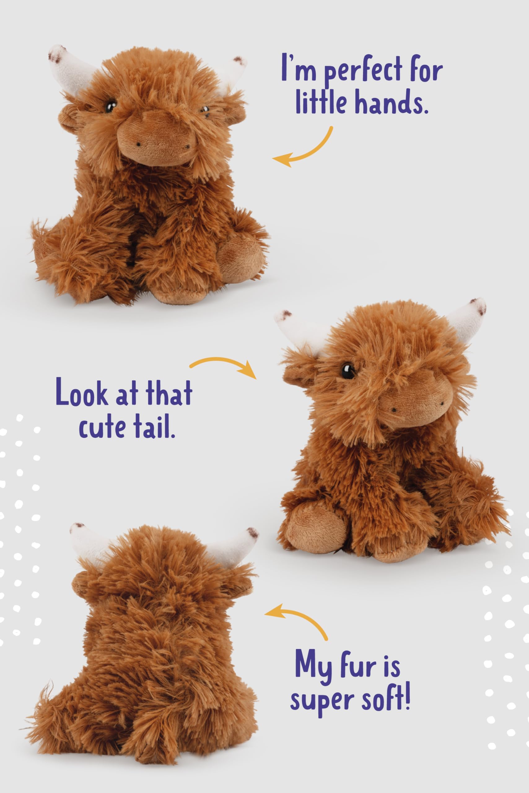 Living Nature SMOLS Highland Cow Plush Toy - Soft Eco-Friendly Stuffed Animal for Kids 0+ 2
