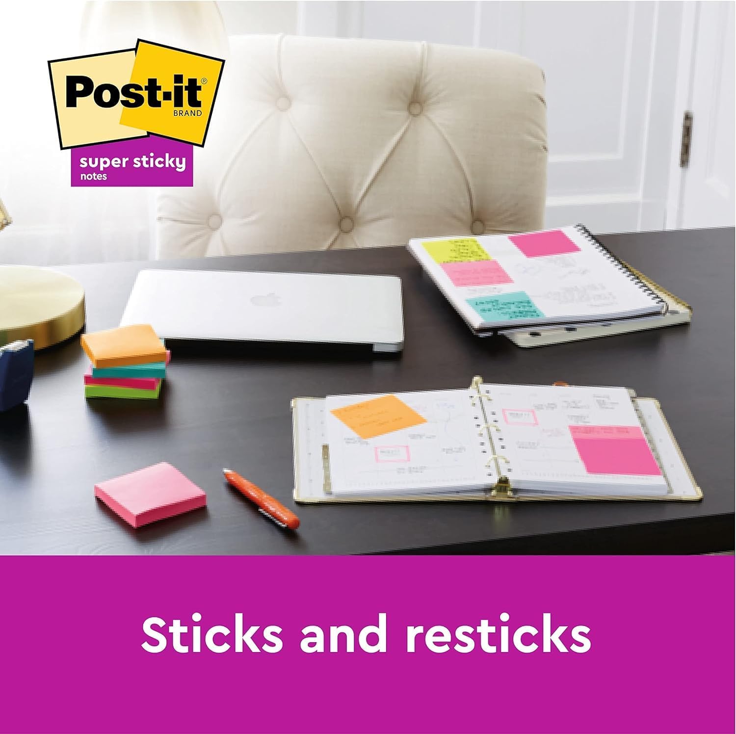 Post-it Super Sticky Notes - Cosmic Colour Collection | 76x76mm | 6 Pads of 90 Sheets 3