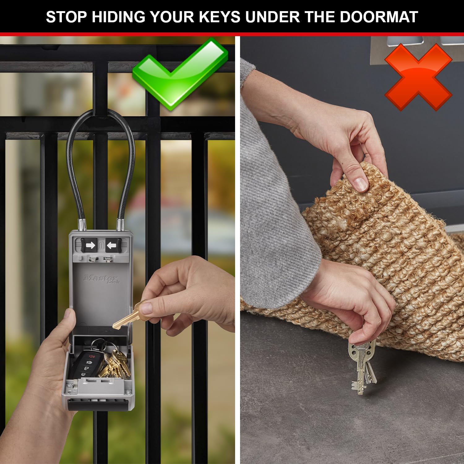Master Lock 5482EURD Key Safe - Extra Large Capacity, Flexible Cable Shackle, Grey Aluminium