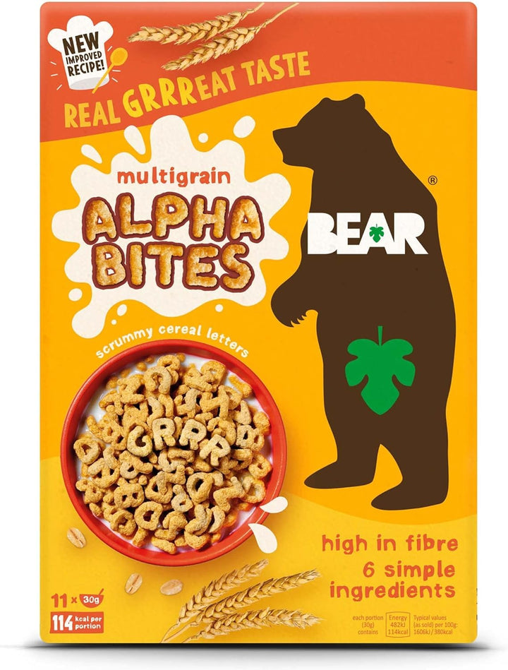 BEAR Alphabites Multigrain Cereal for Kids - High Fibre Breakfast Cereal - 350g