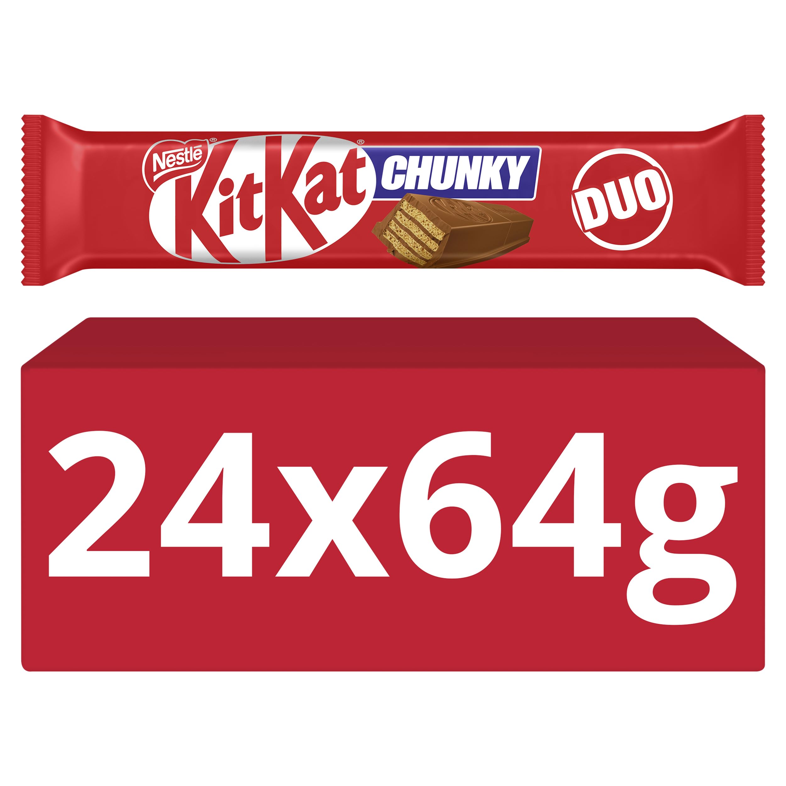 KitKat Chunky Duo Milk Chocolate Bars - Crispy Wafer with Milk Chocolate Coating | 24 x 64g Bars 1