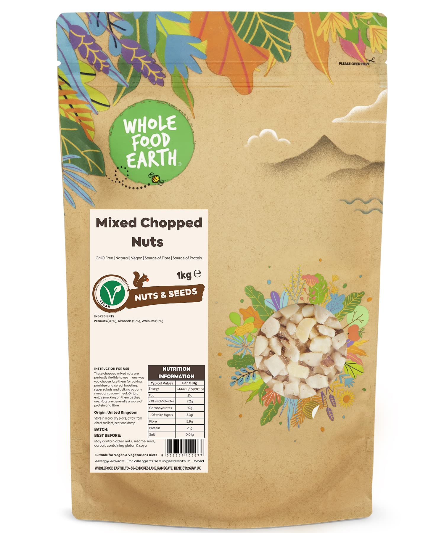 Wholefood Earth Mixed Chopped Nuts 1 kg | GMO Free | Vegan | Natural Source of Protein & Fibre 6
