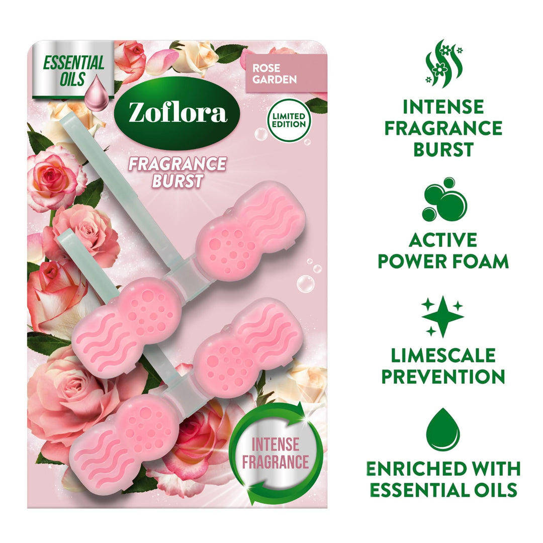 Zoflora - Fragrance Burst Toilet Rim Blocks Rose Garden, 2 x 48g