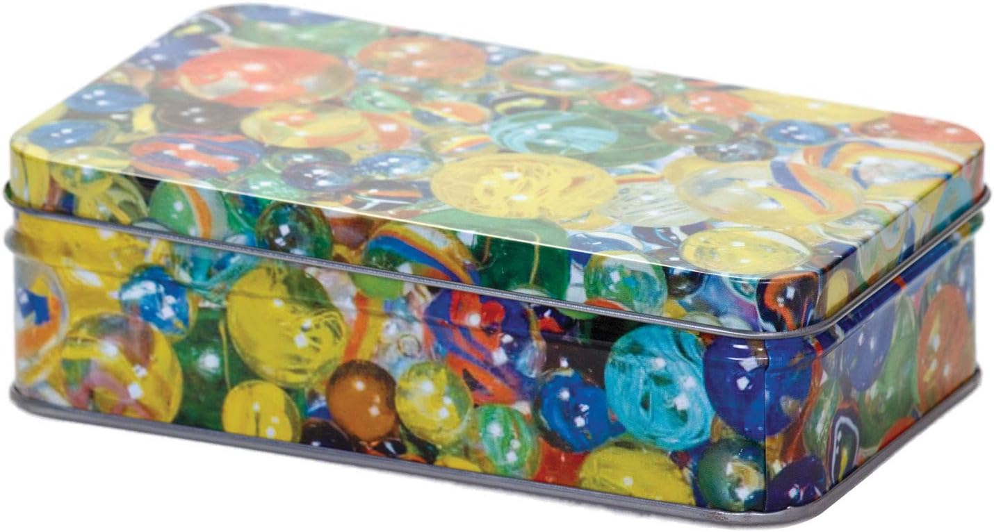 Tobar Marbles - Tin of 60 Mixed Designs Glass Marbles for Kids and Adults 2
