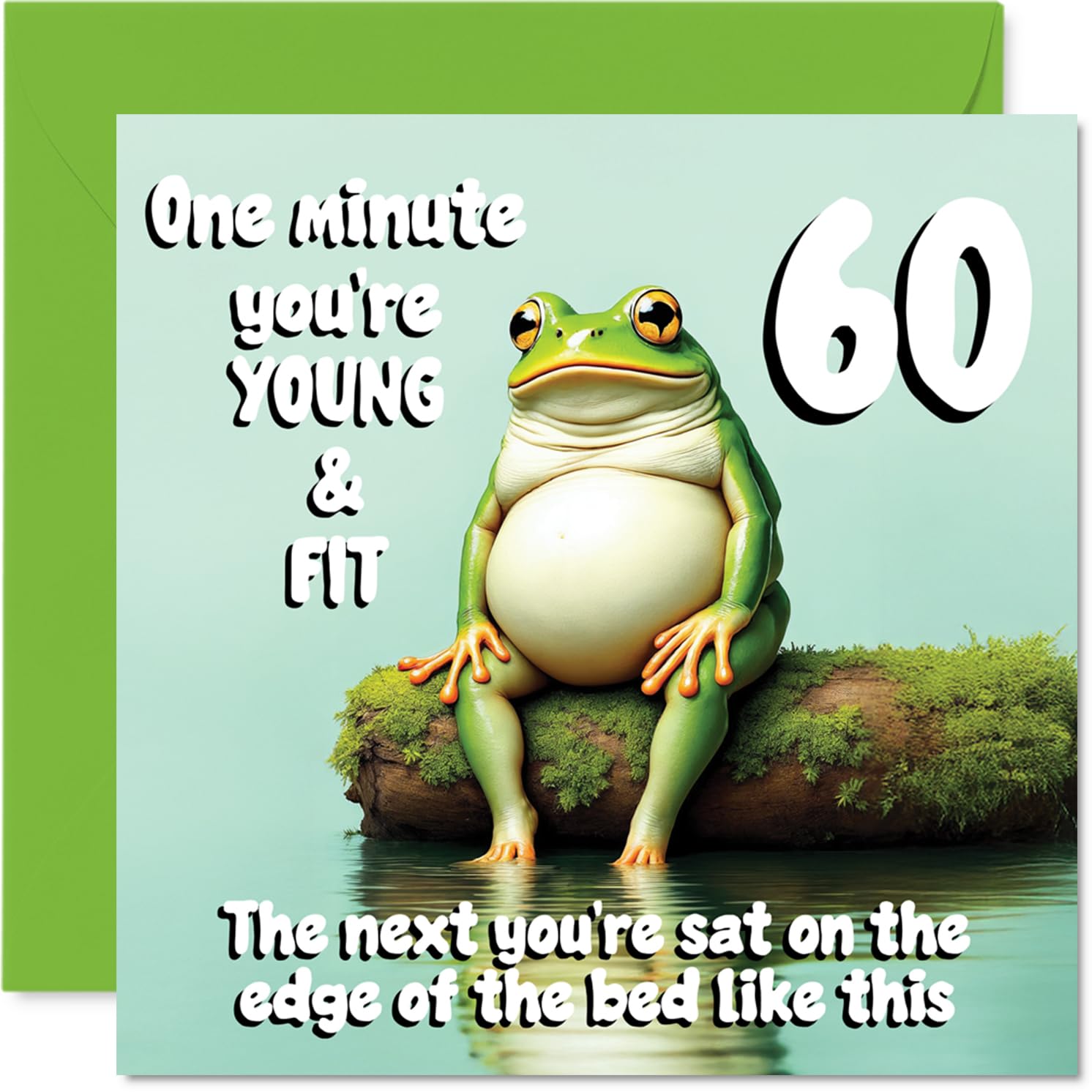 Stuff4 60th Birthday Card for Men & Women | Young and Fit Frog Design | 145mm Greeting Card