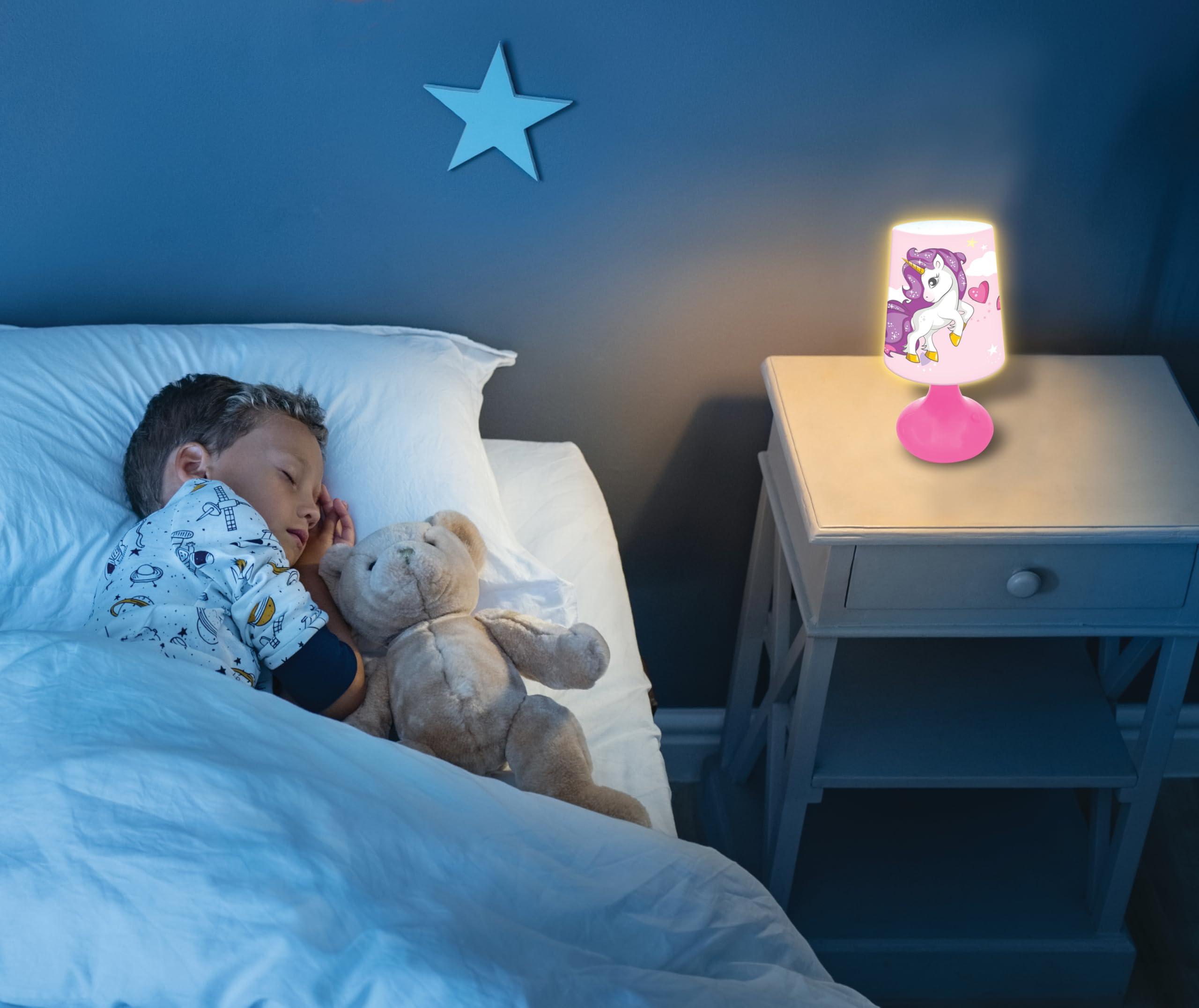 Lexibook - Unicorn Mini Cordless Bedside Lamp and Nightlight MLT10UNI Pink 5