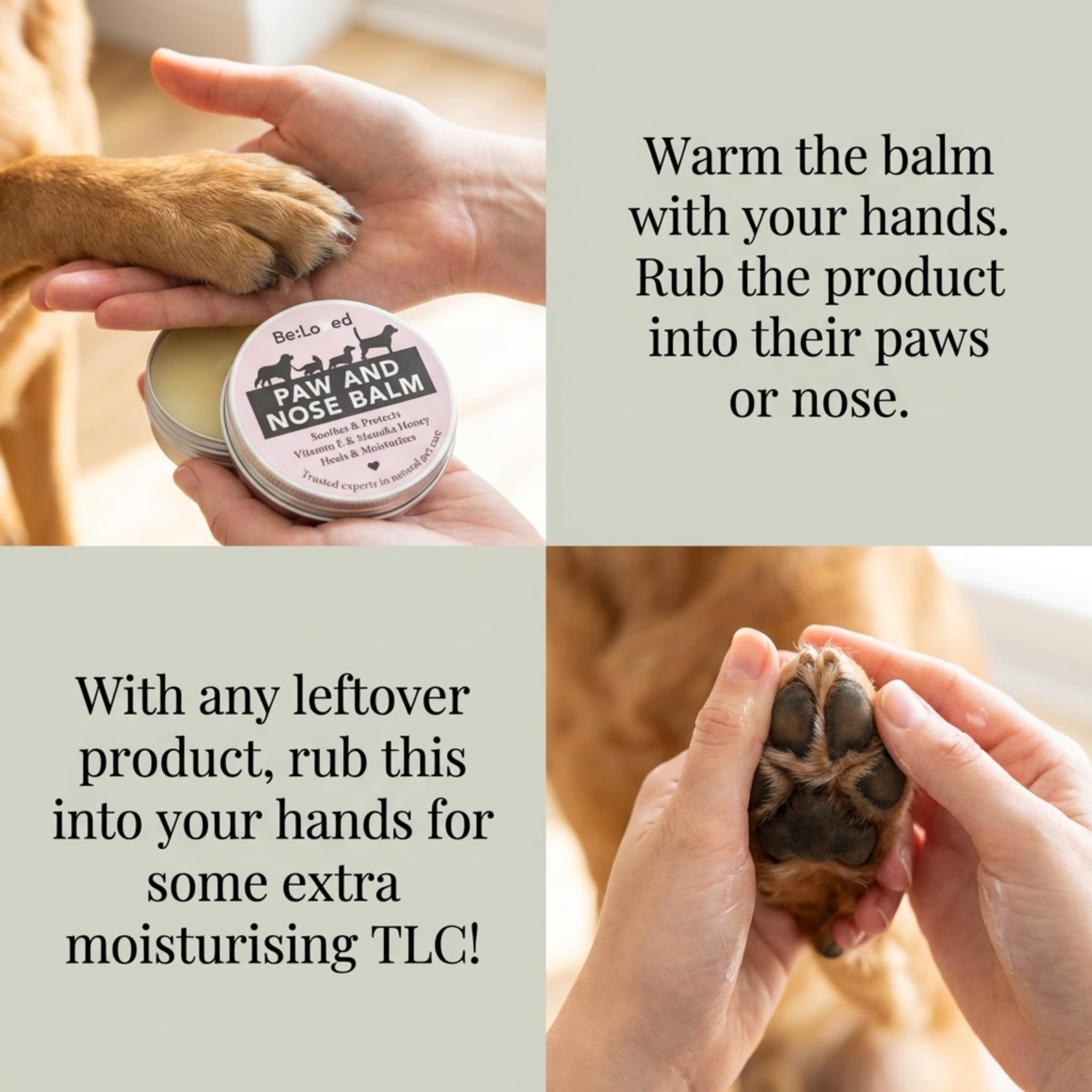 Be:Loved Be:Soft Natural Dog Paw & Nose Balm - Nourishes & Moisturises | 60g