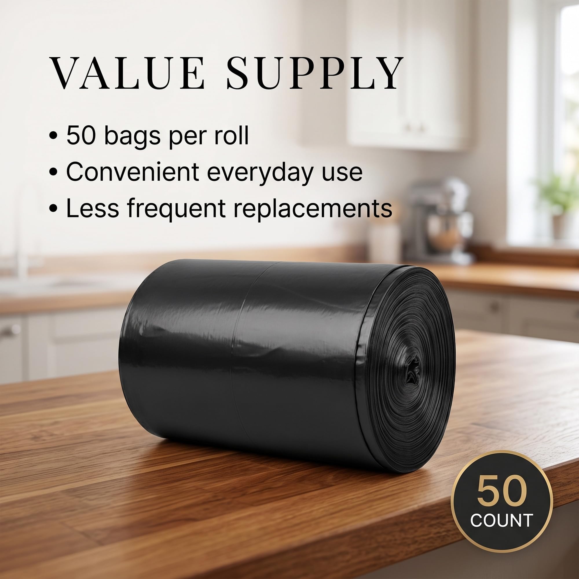 EasyBin 70L Bin Bags - 50 Count Black Refuse Sacks | Easy Tear Roll | Durable Plastic 4