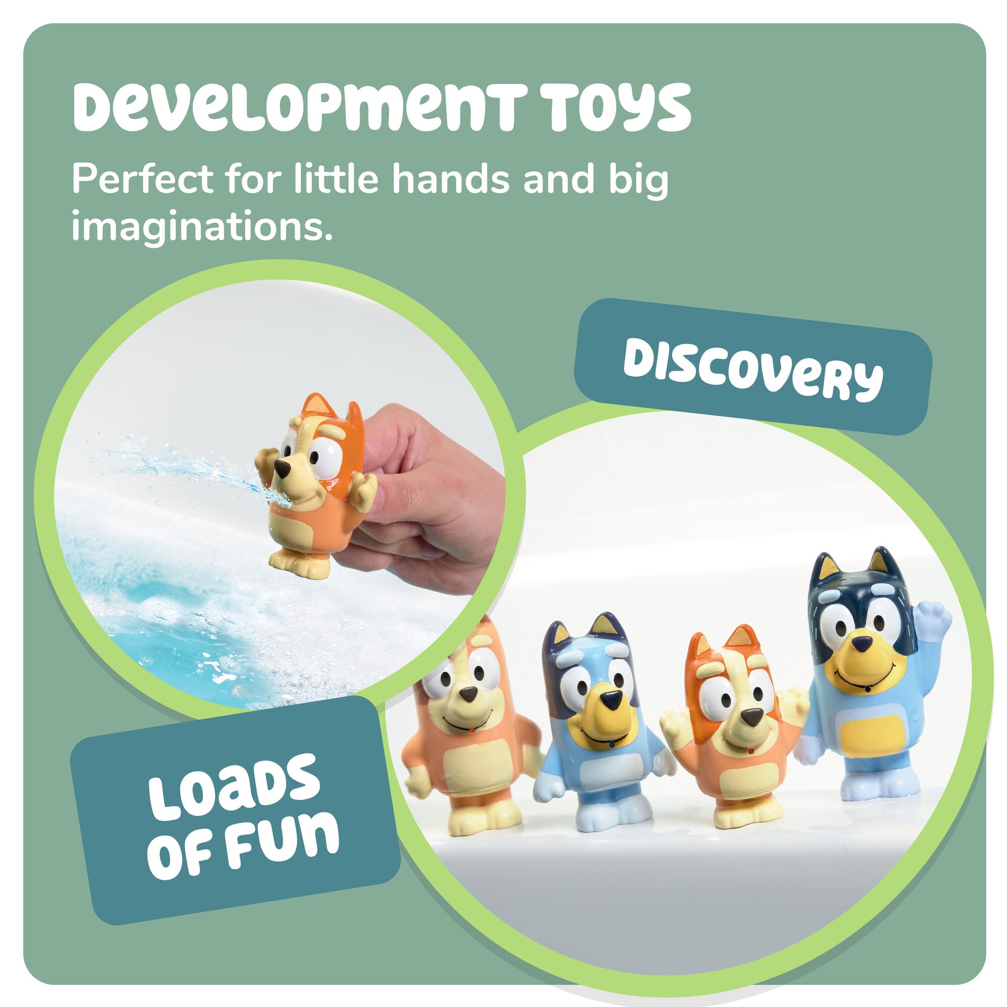 Toomies Bluey Family Bath Squirters 4-Pack - Squeeze & Squirt Water Toys for Toddlers 2