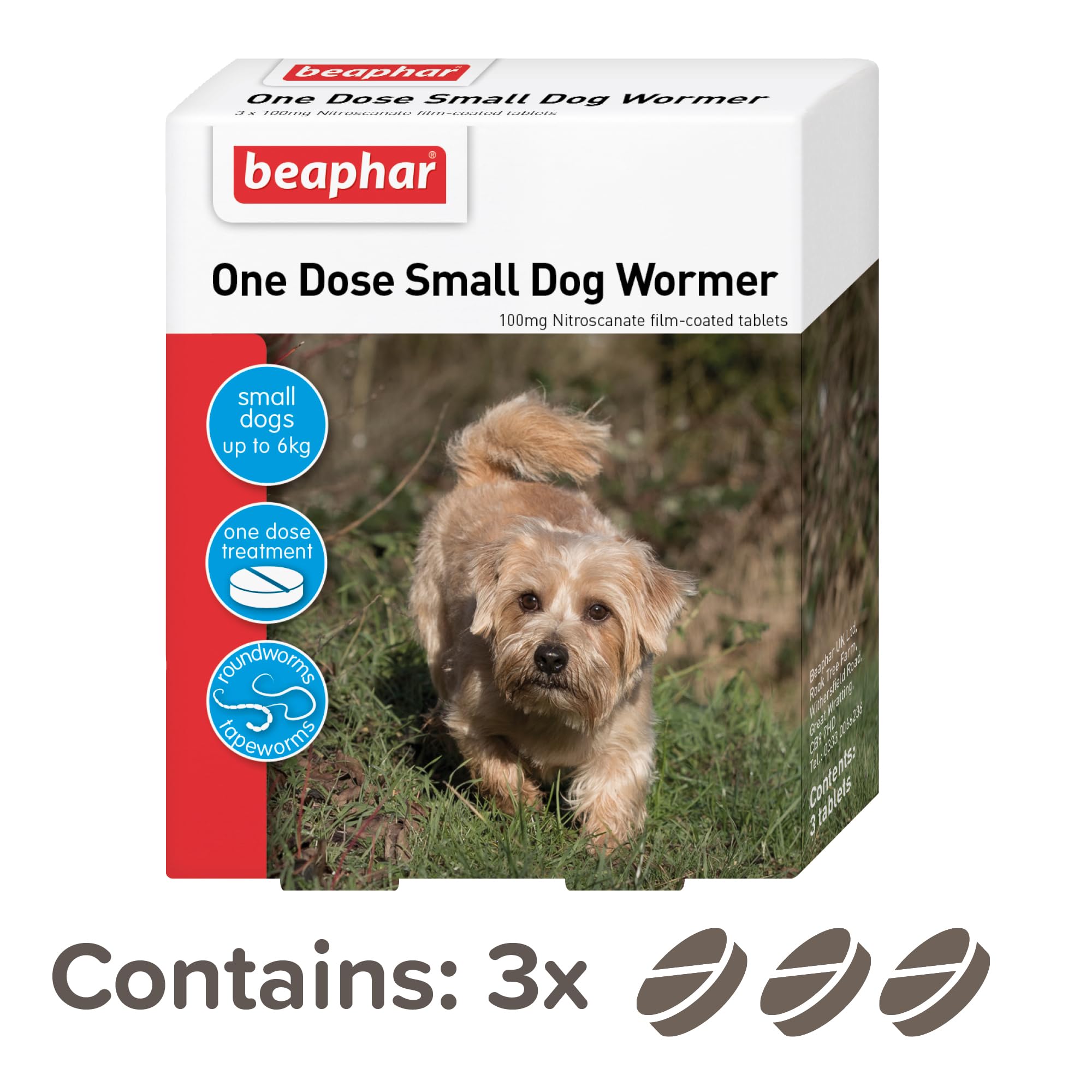 Beaphar One Dose Worming Tablets - For Small Dogs Up To 6kg | 3 Tablets