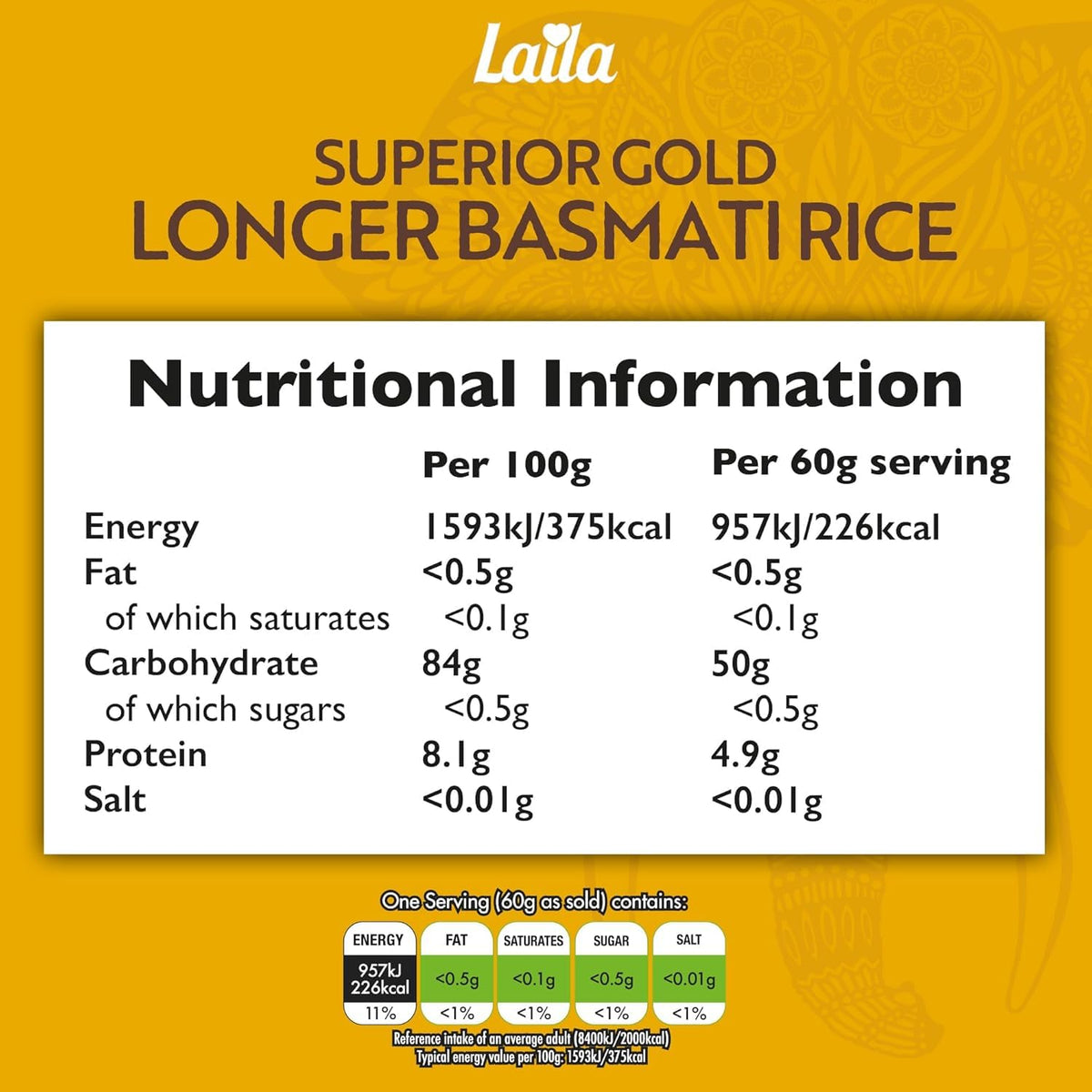 LAILA Gold Basmati Rice - Extra Long Grain | 1kg