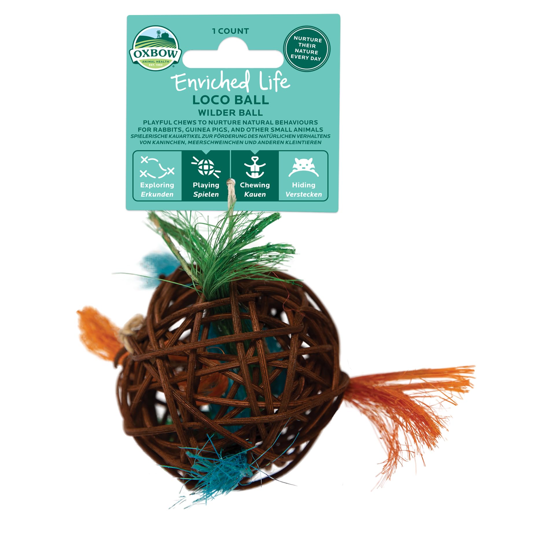 Oxbow Enriched Life Loco Ball - Small Animal Chew Toy for Rabbits & Guinea Pigs | Natural Fibres