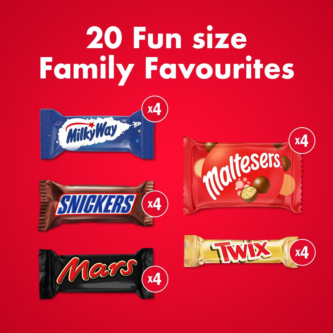 Mars Family Favourites Mixed Bulk Chocolate Multipack 358g - 20 Fun Size Bars & Bags