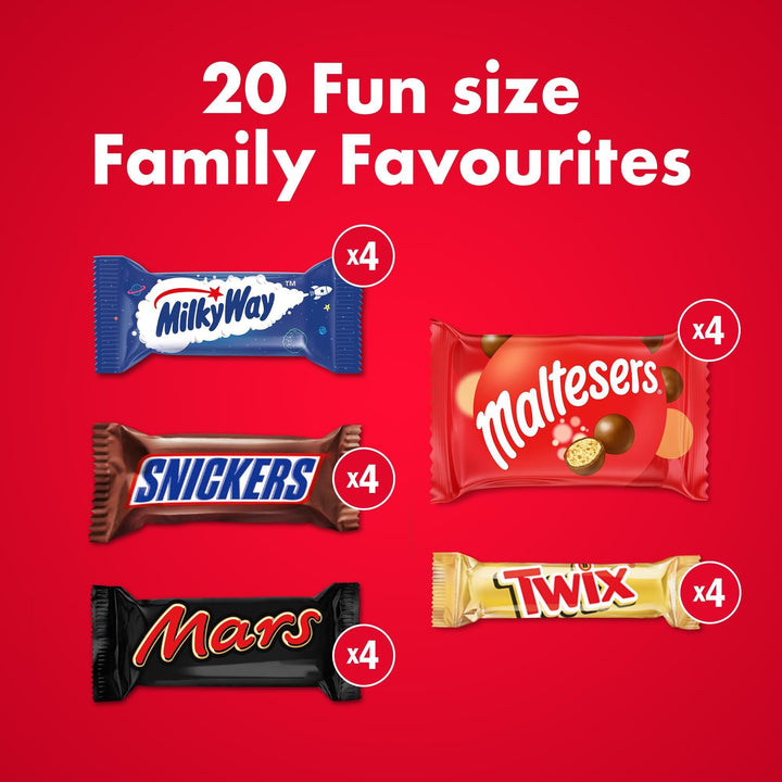 Mars Family Favourites Mixed Bulk Chocolate Multipack 358g - 20 Fun Size Bars & Bags