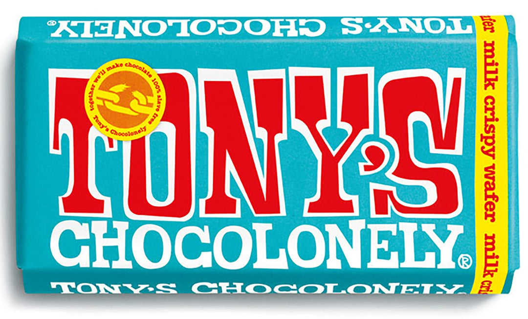 Tony's Chocolonely Milk Chocolate with Crispy Wafer & Cookie Pieces - 180g, Belgian Fairtrade