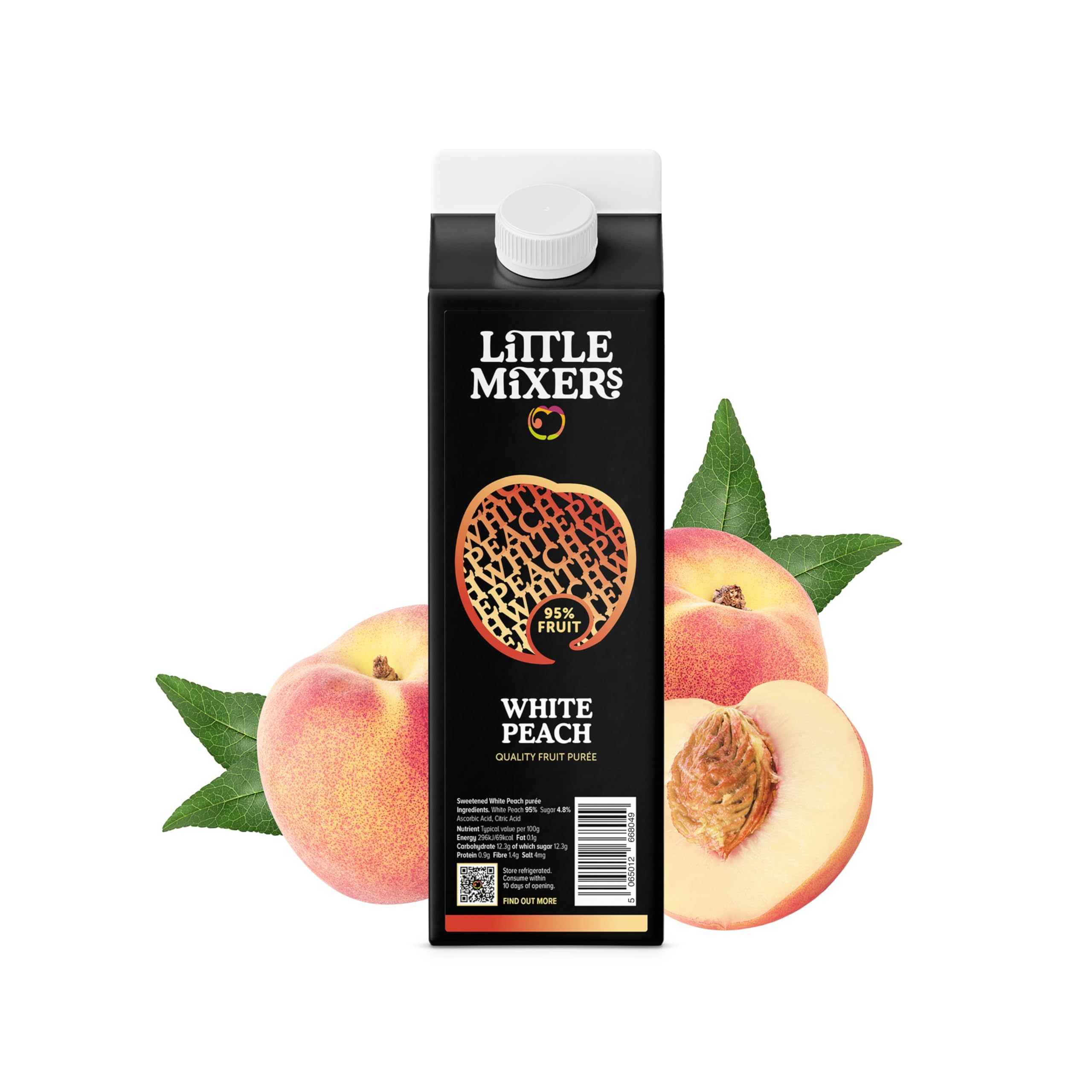LITTLE MIXERS White Peach Puree for Cocktails & Desserts | 1 KG Carton | 95% Fruit 1