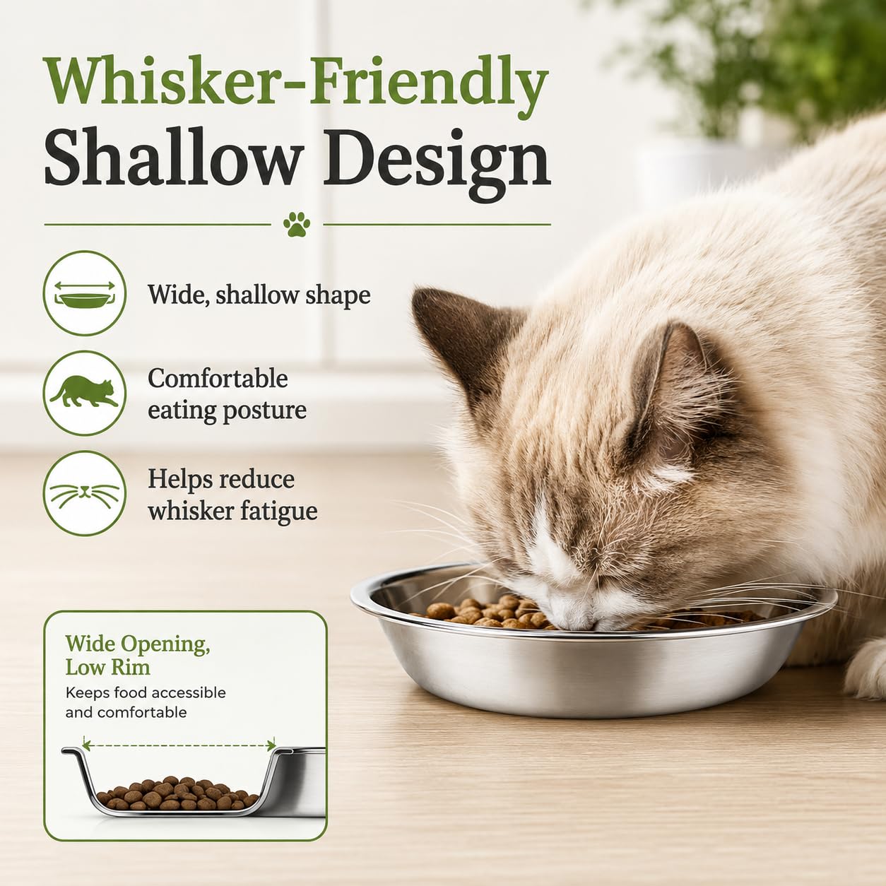 JADUFHU Stainless Steel Cat Bowls - 3 Pcs, 5.5 Inch Diameter, Whiskers-Friendly Design 2