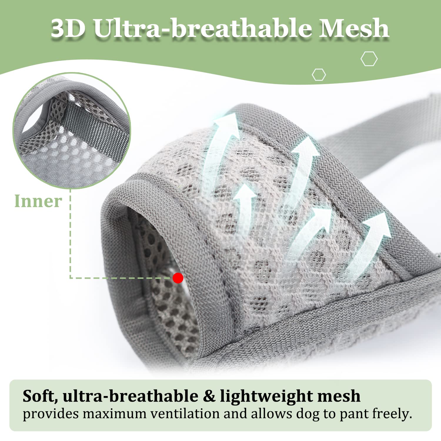 Mayerzon Soft Mesh Dog Muzzle - Breathable, Adjustable, Prevents Biting & Chewing | XXS Size