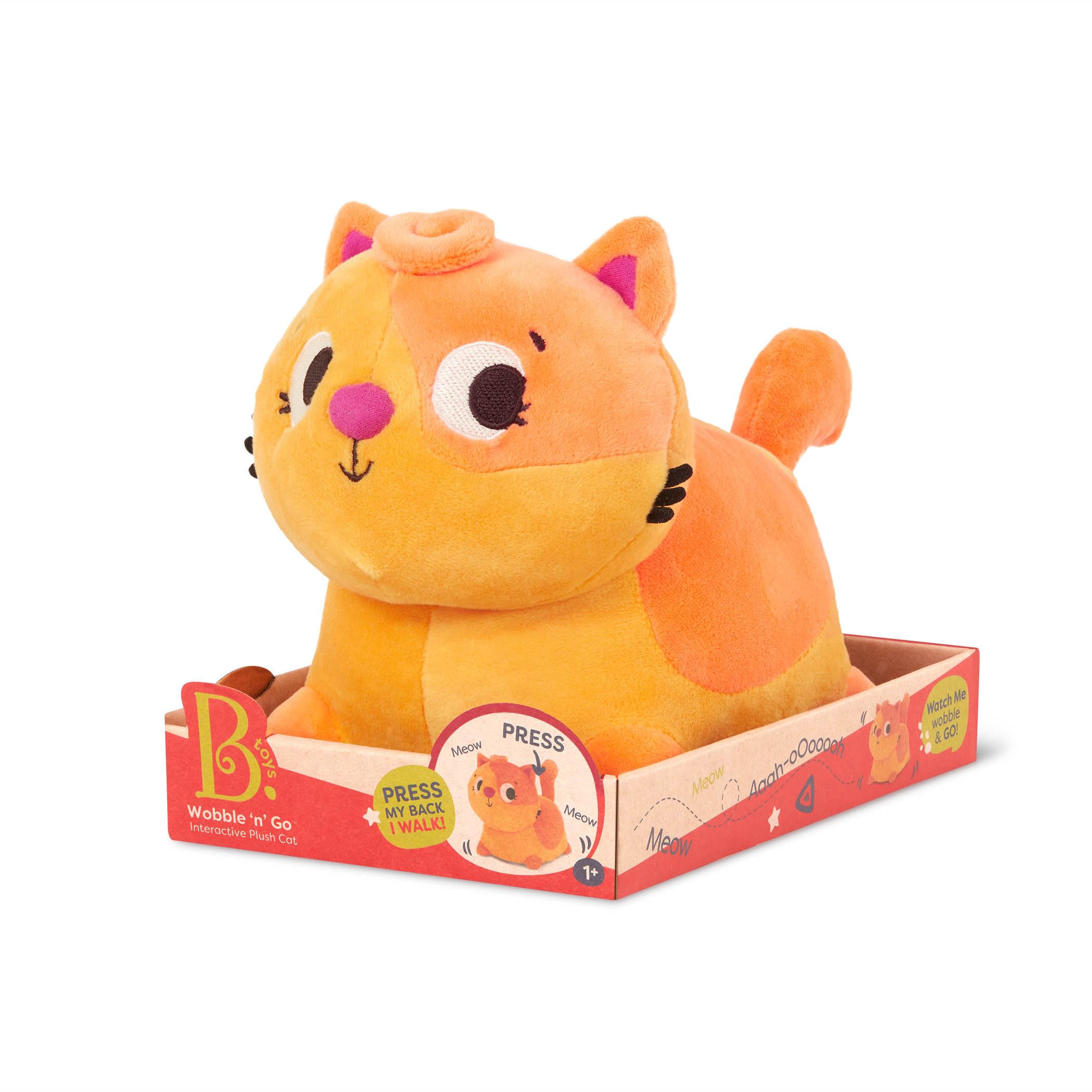 B. toys Plush Crawling Cat - Interactive Meowing Toy | Ages 6m+ | 6.25 inches 8