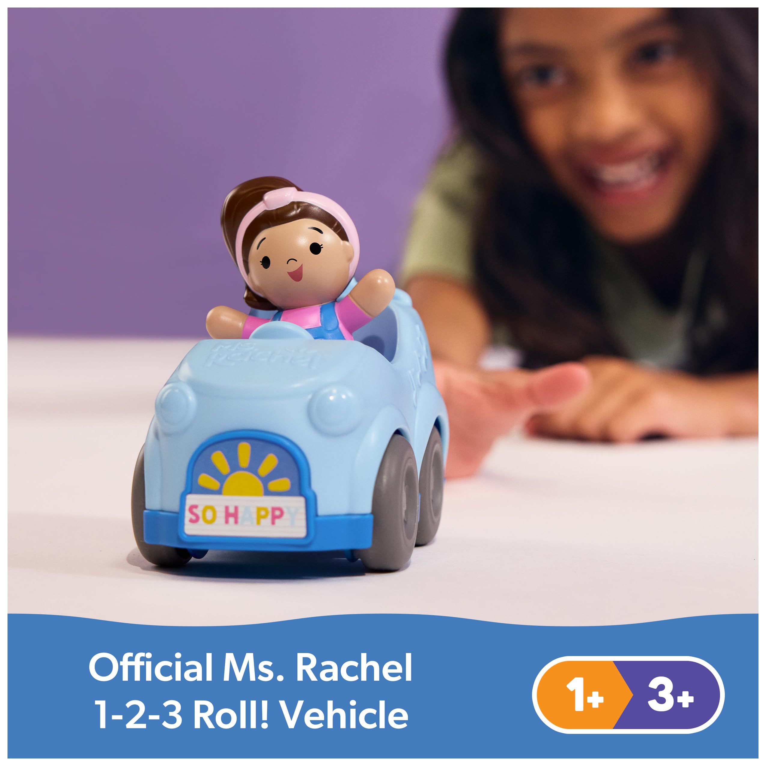 Ms. Rachel 1-2-3 Roll! Vehicle with Click-in Figure | Pull Back Action | Ages 12 Months+ 3