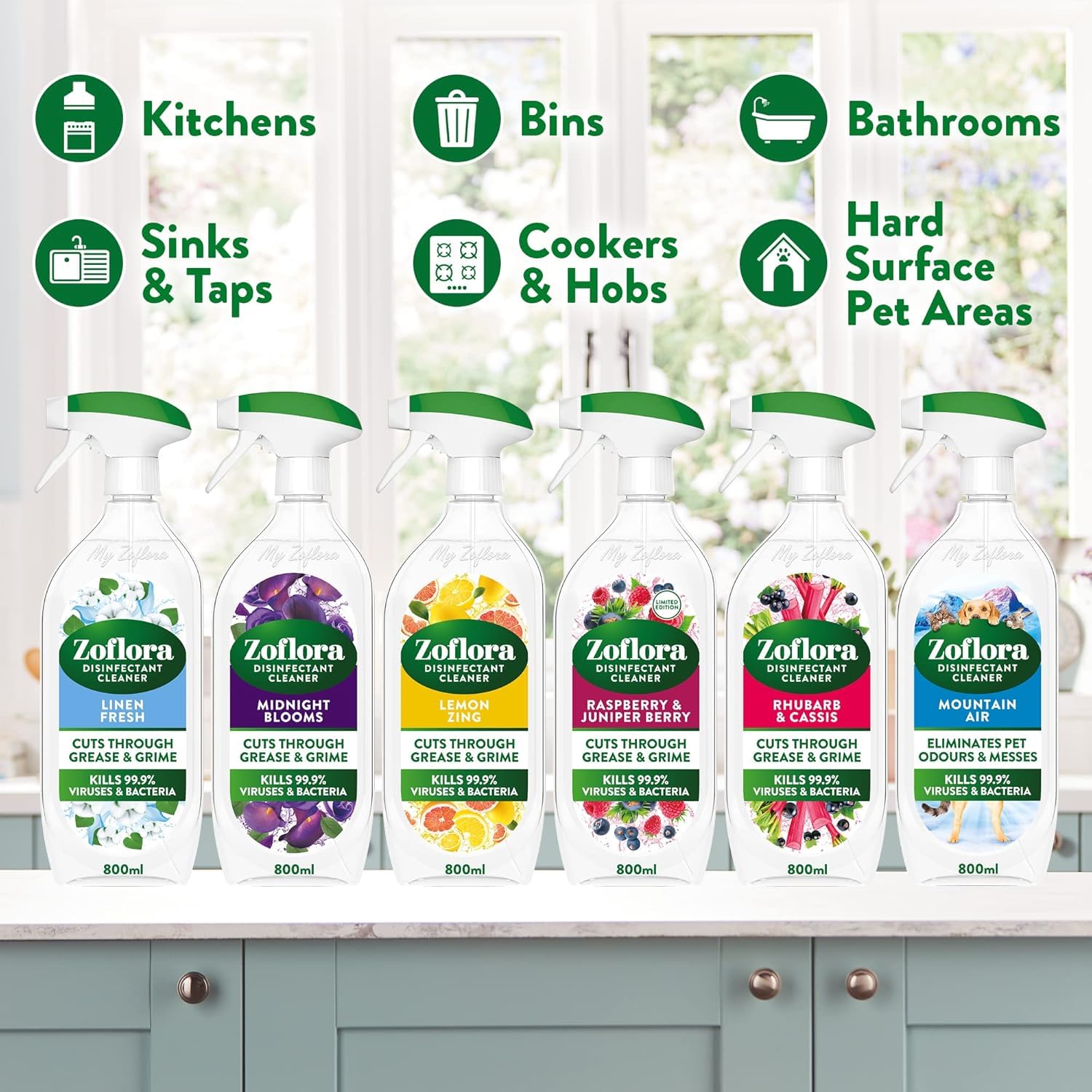 Zoflora Midnight Blooms Multipurpose Cleaner Trigger Spray - Kills 99.9% of Viruses & Bacteria | Cuts Through Grease & Grime | 800ml 4