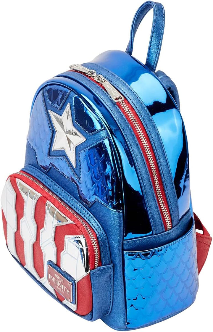 Loungefly Marvel Captain America Metallic Mini Backpack (Style: Cosplay)