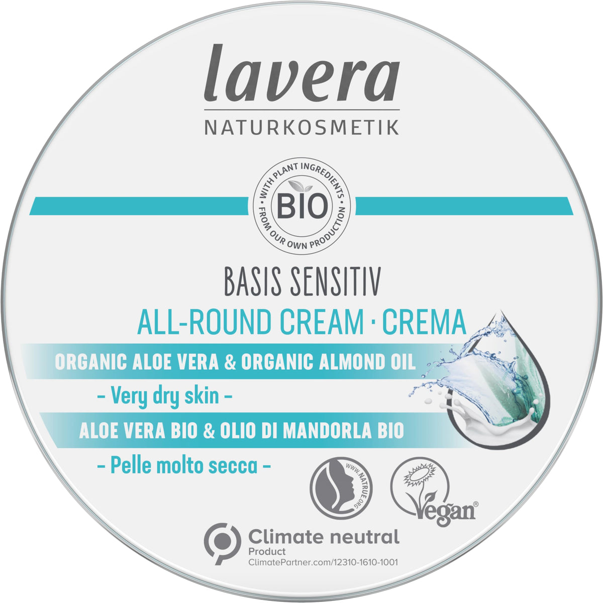 lavera basis sensitiv All-Round Cream - 24h Intense Moisture | Organic Aloe Vera & Almond Oil | 150 ml