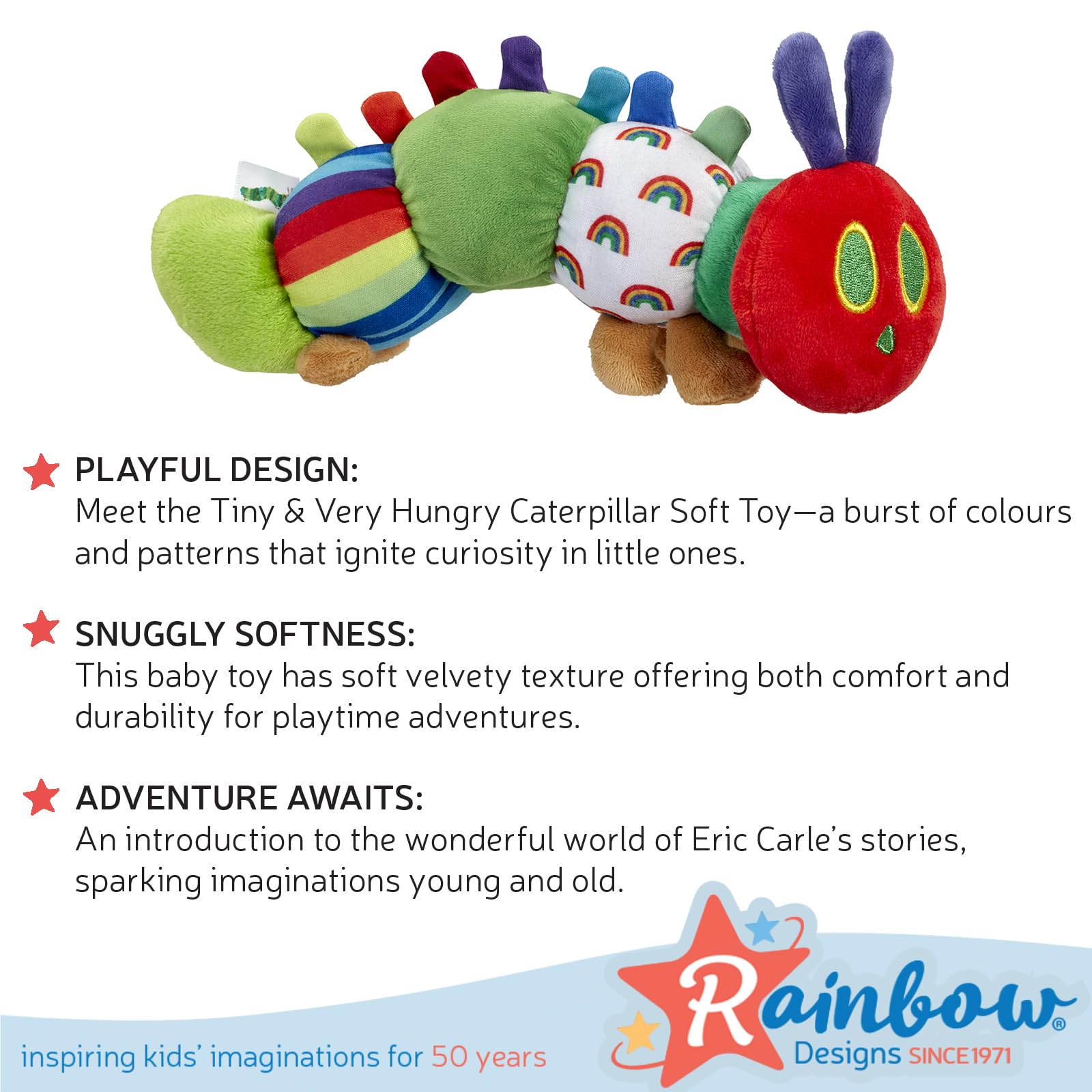 Rainbow Designs The Very Hungry Caterpillar My First Soft Toy - Velvety Fabric, Multicolor | Unisex Children 4