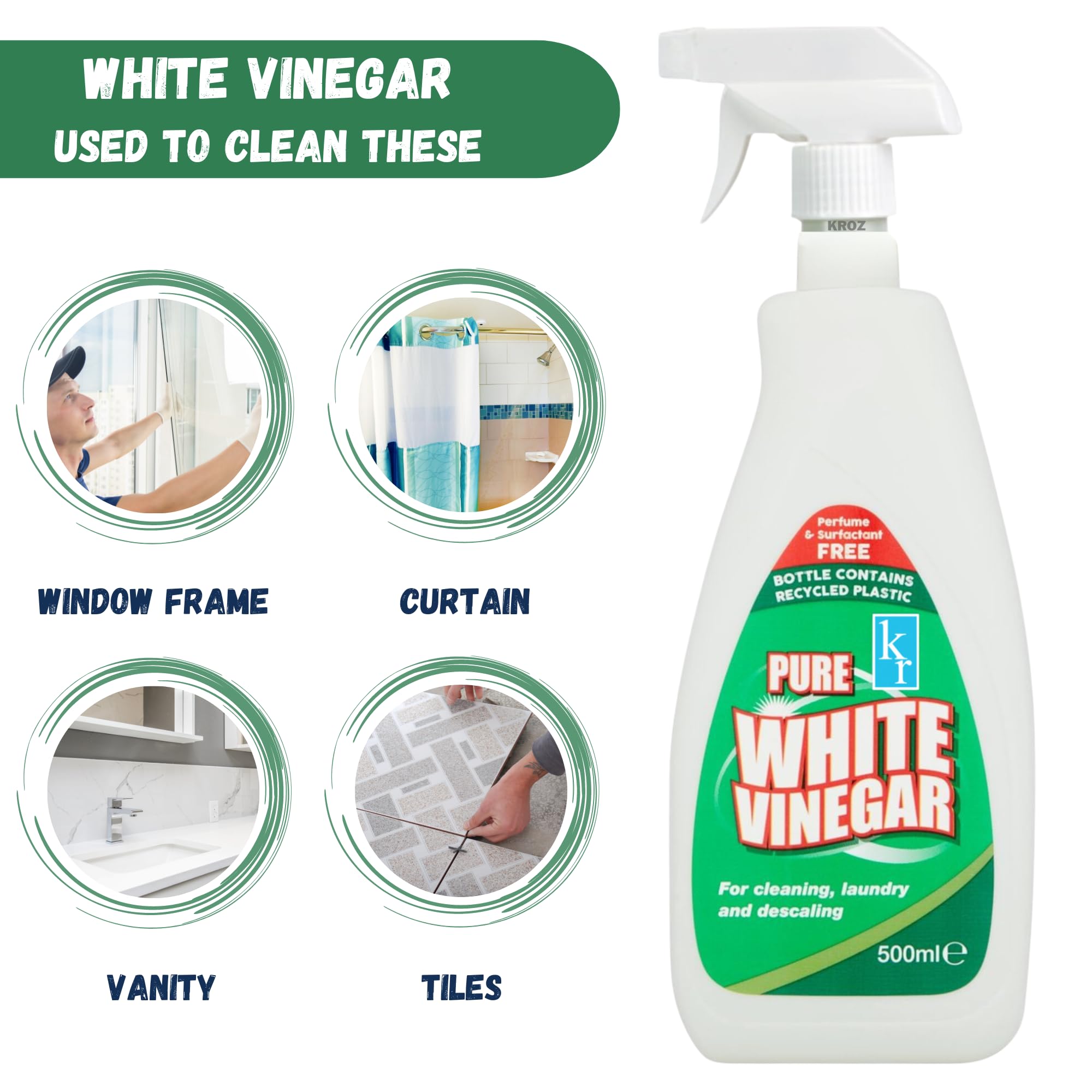 BLUES White Vinegar Cleaning Spray - 500ml All-Purpose Cleaner with 4% Acetic Acid 4